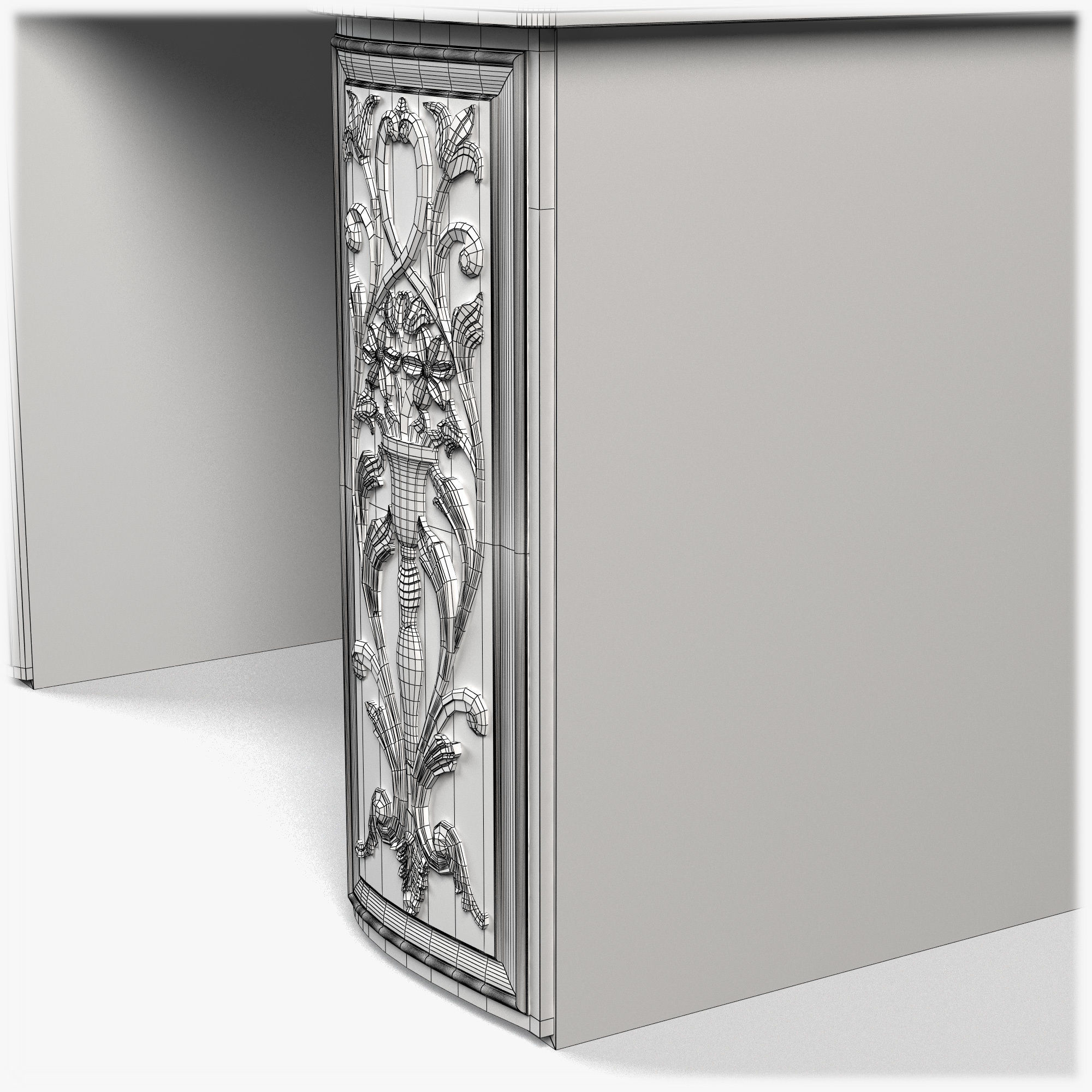 Table0035 desk with ornate carvings 3D model_16
