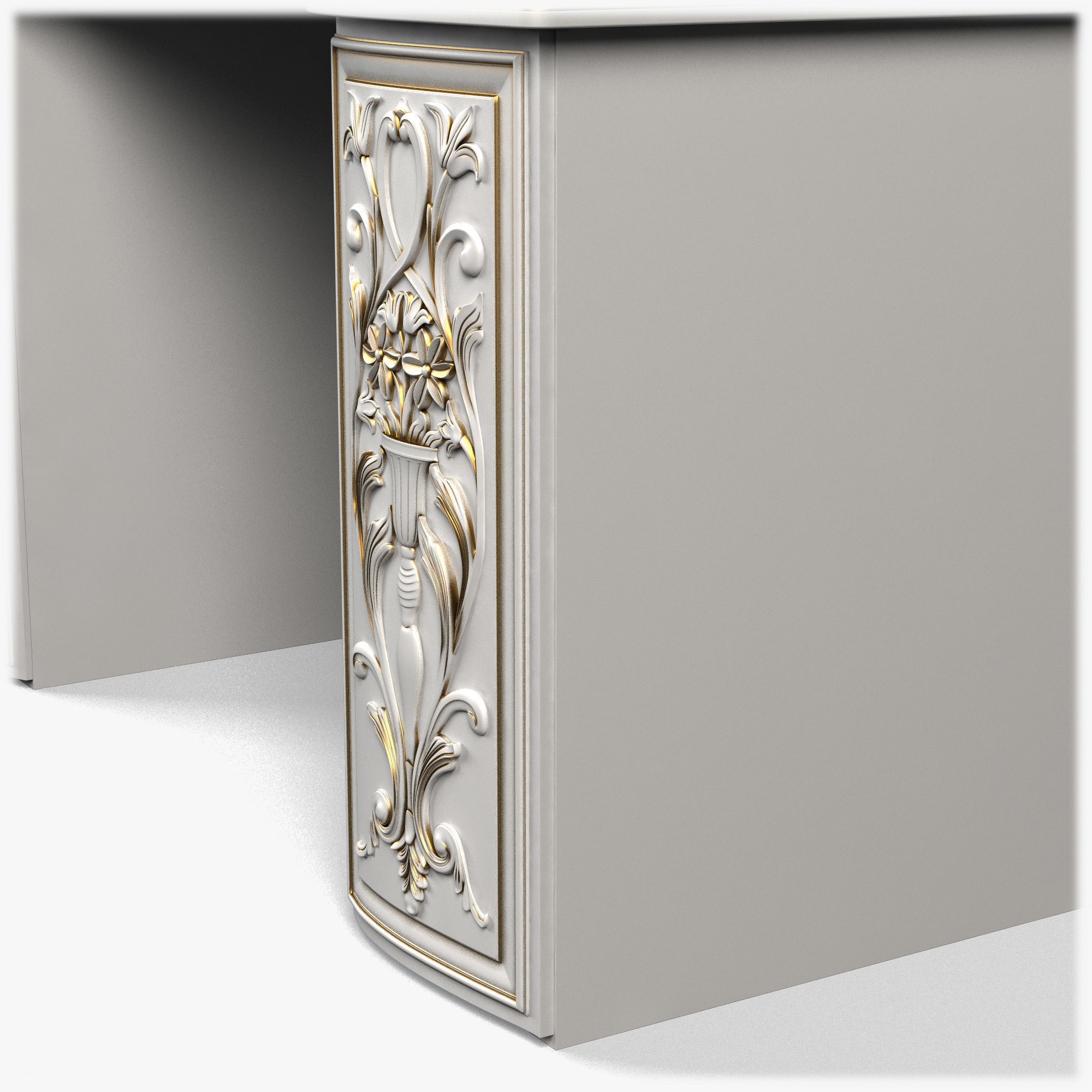 Table0035 desk with ornate carvings 3D model_4