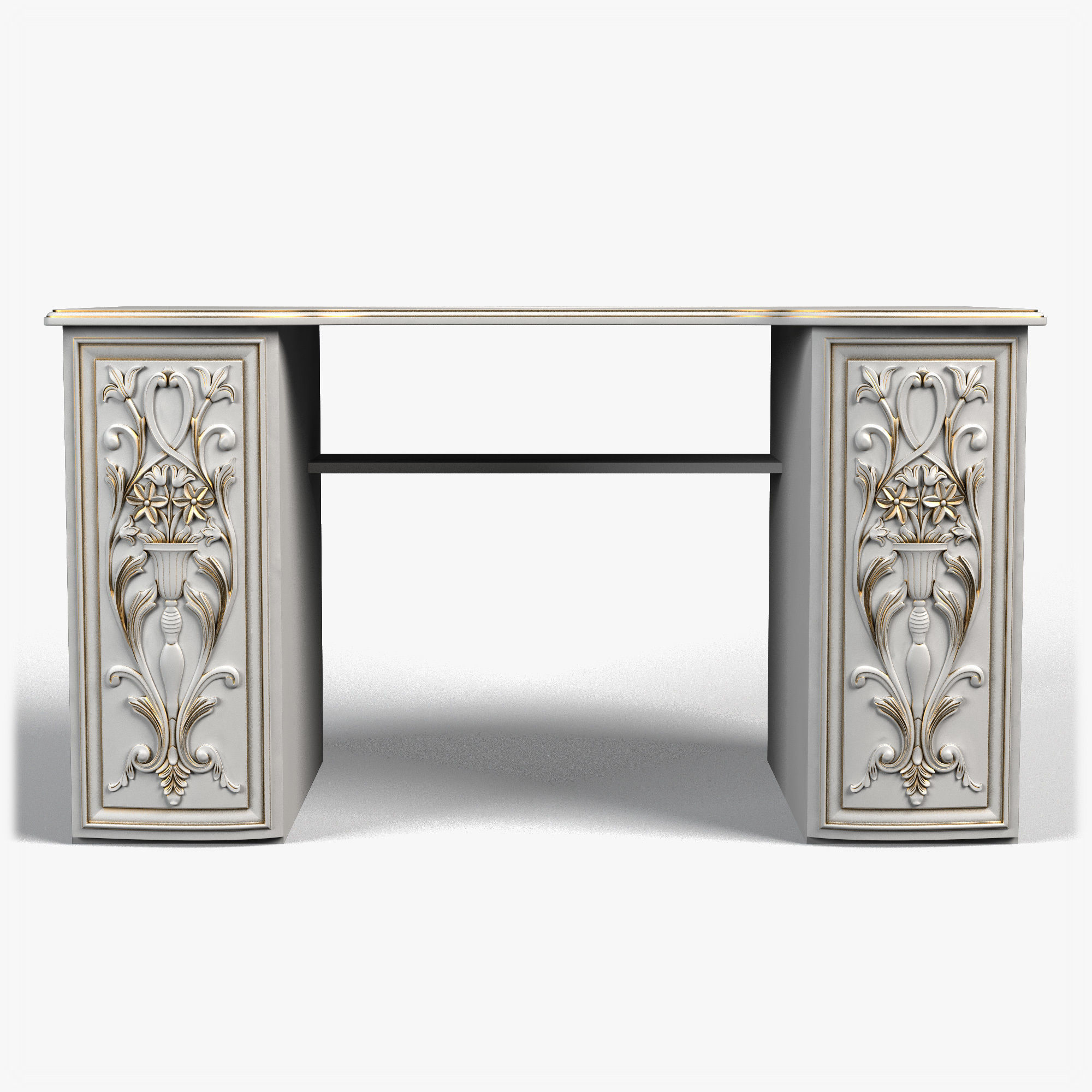 Table0035 desk with ornate carvings 3D model_2