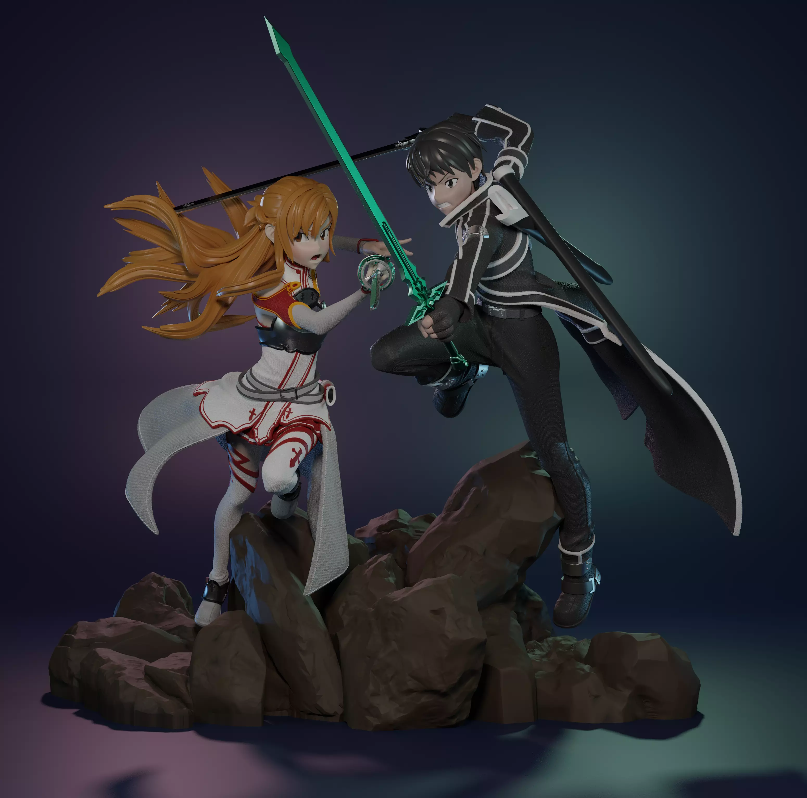Asuna and Kirito From SwordArtOnline 3dPrint 3D print model_0