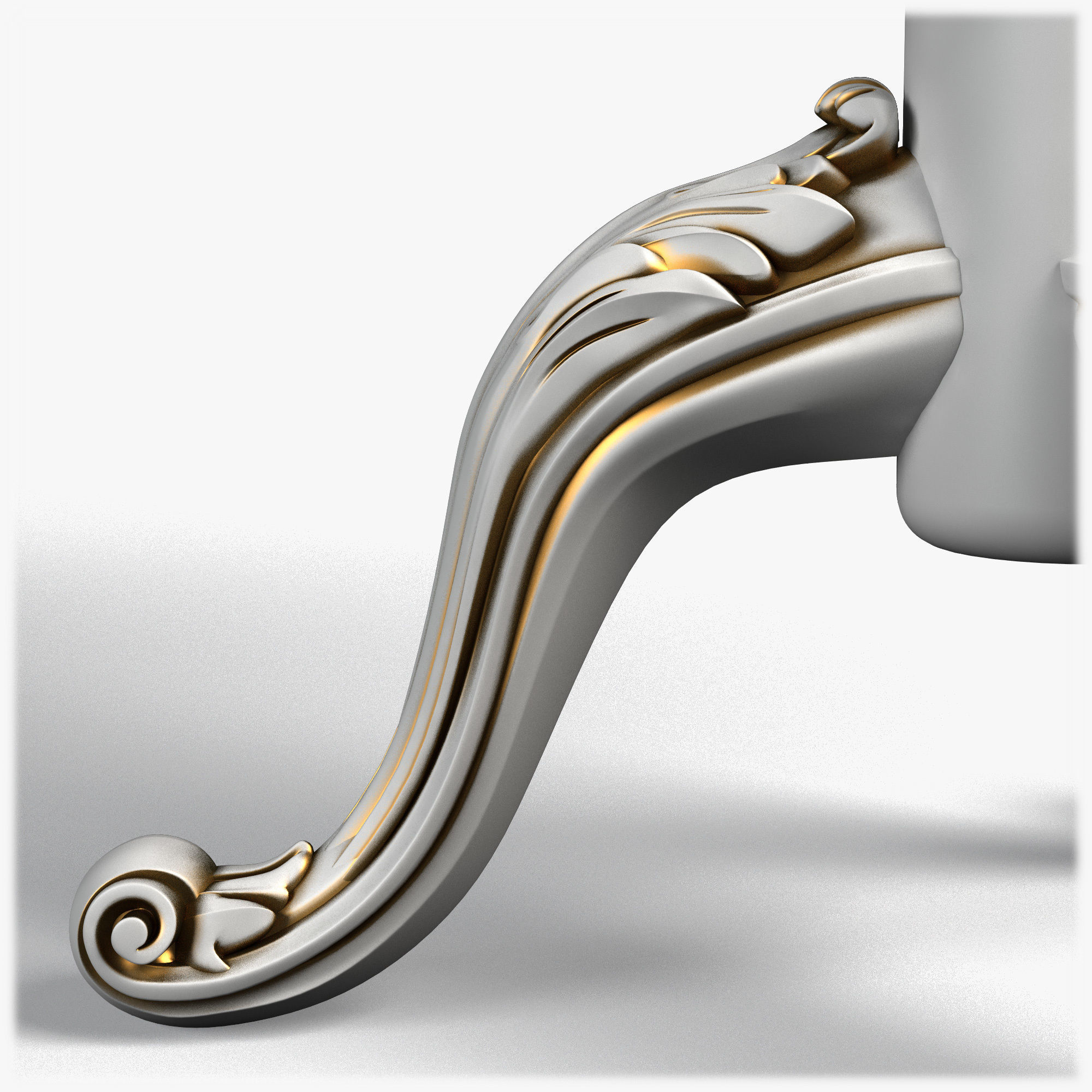 Table0050 ornate table with gold base 3D model_5