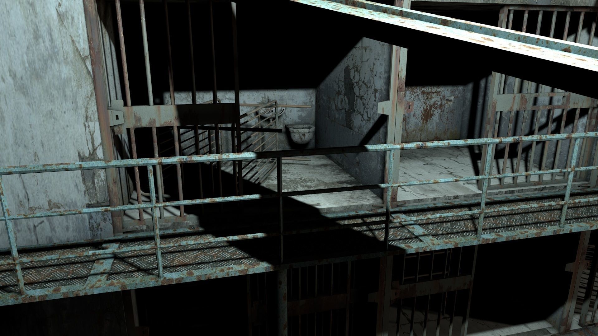 Abandoned Prison Block 3D model_3