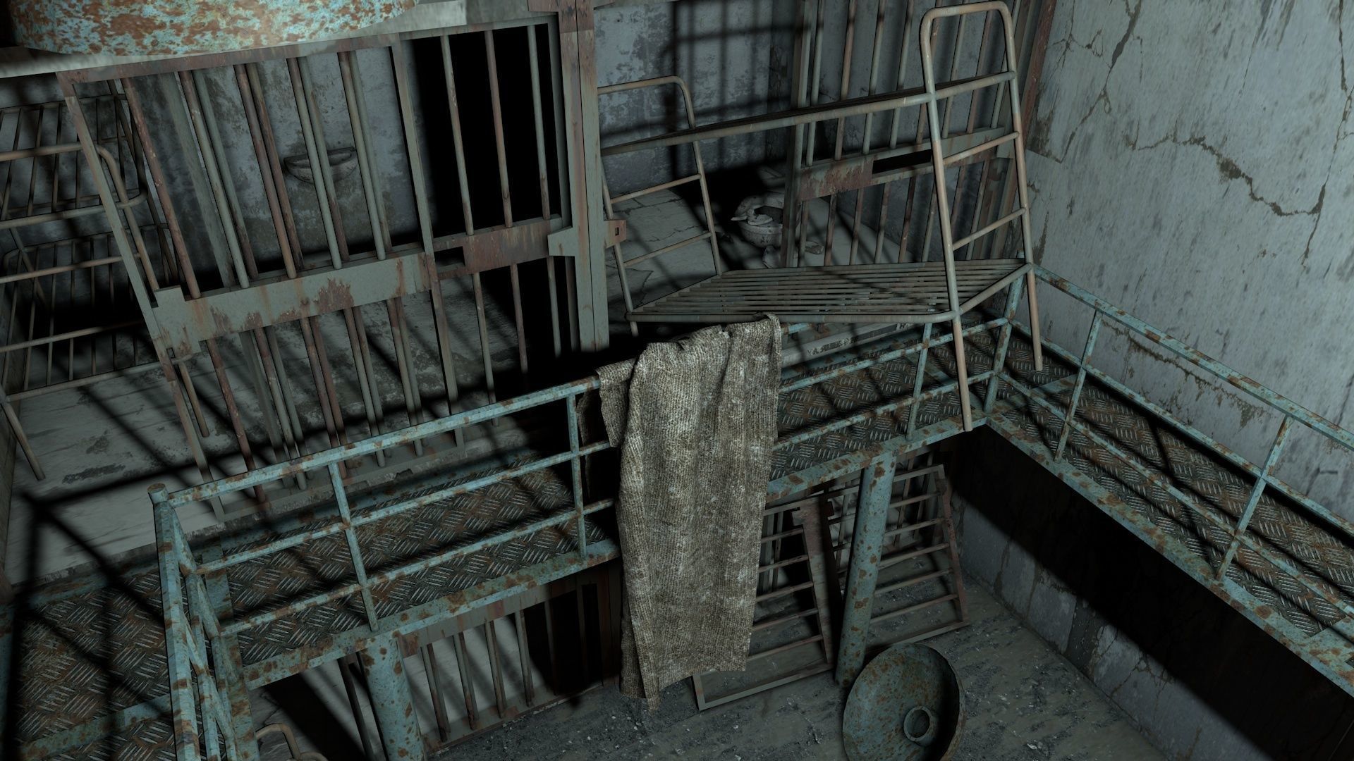 Abandoned Prison Block 3D model_4