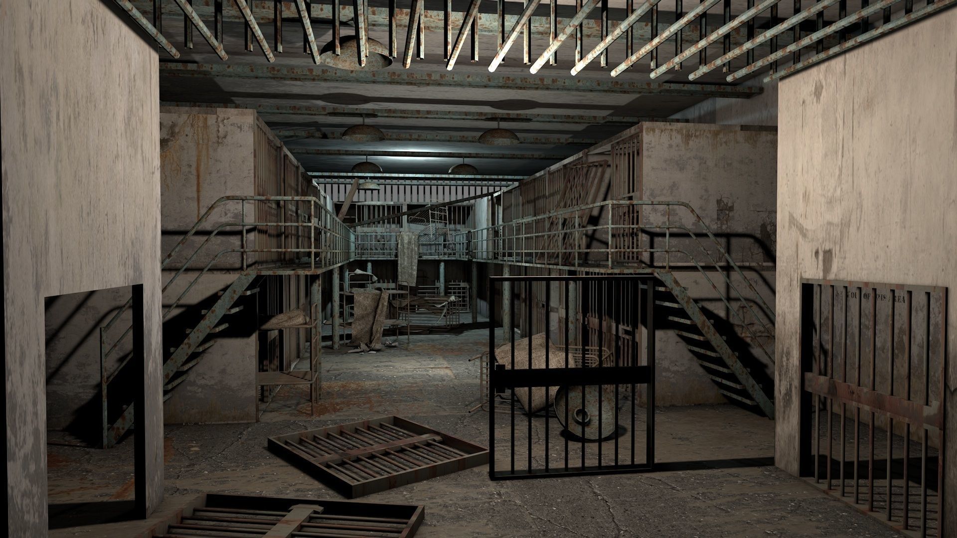 Abandoned Prison Block 3D model_2
