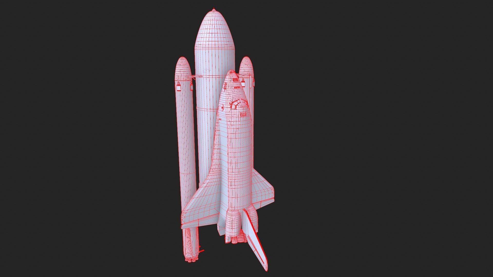 NASA Endeavour Space Shuttle with Space Tank and Falcon Rocket Low-poly 3D model_8