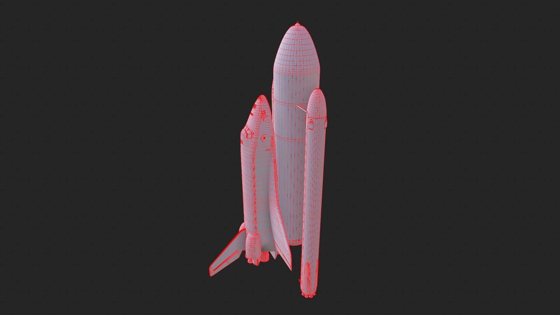 NASA Endeavour Space Shuttle with Space Tank and Falcon Rocket Low-poly 3D model_10
