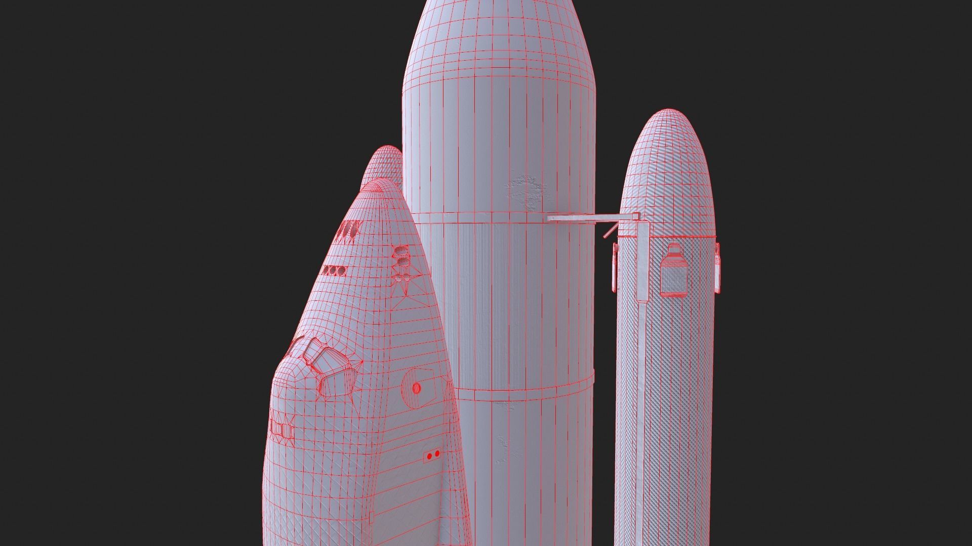 NASA Endeavour Space Shuttle with Space Tank and Falcon Rocket Low-poly 3D model_11