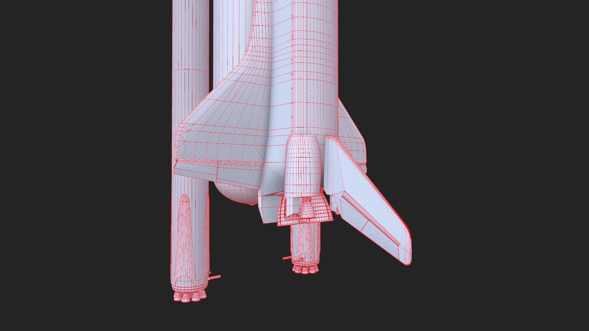NASA Endeavour Space Shuttle with Space Tank and Falcon Rocket Low-poly 3D model_13