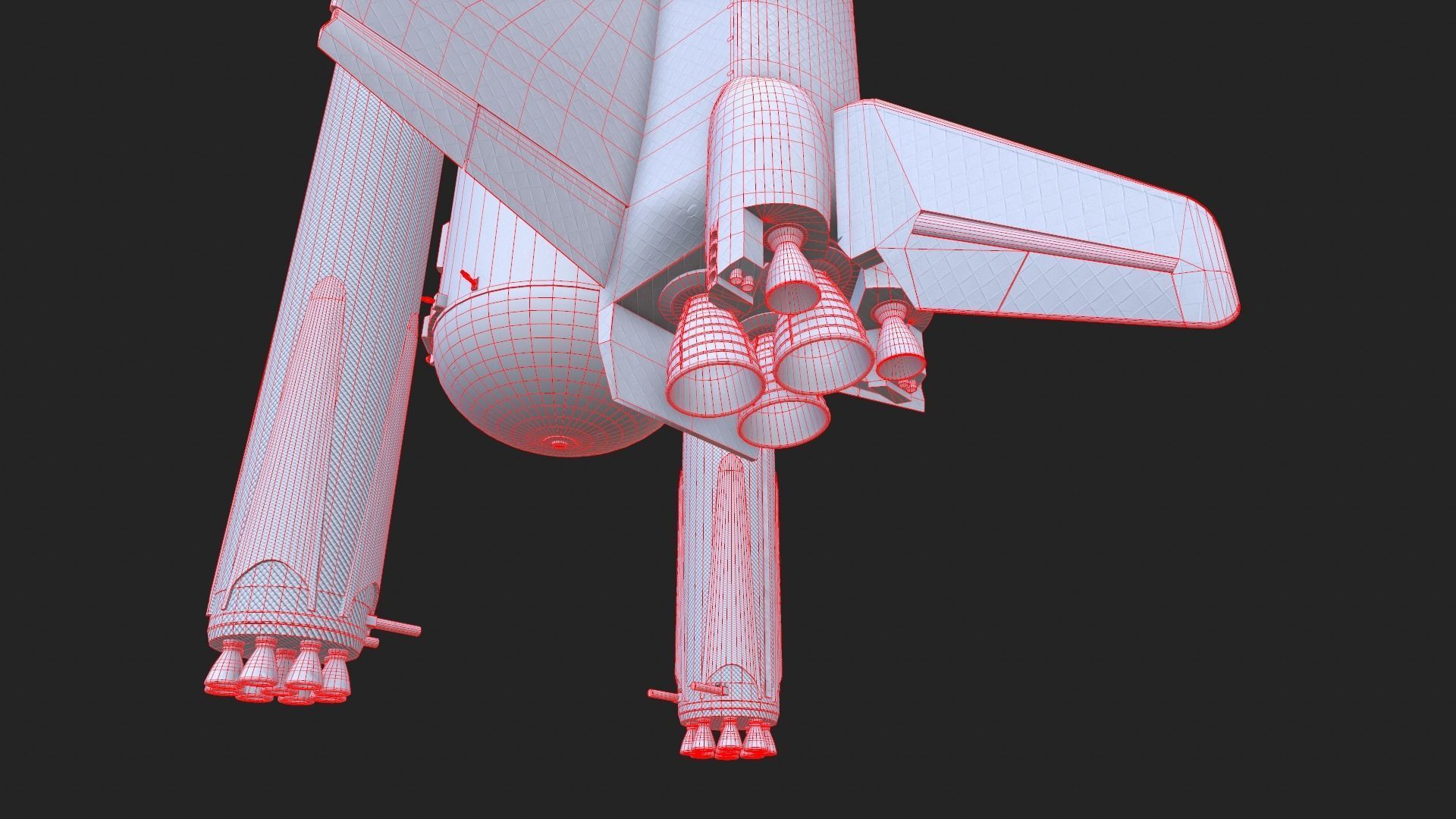 NASA Endeavour Space Shuttle with Space Tank and Falcon Rocket Low-poly 3D model_12