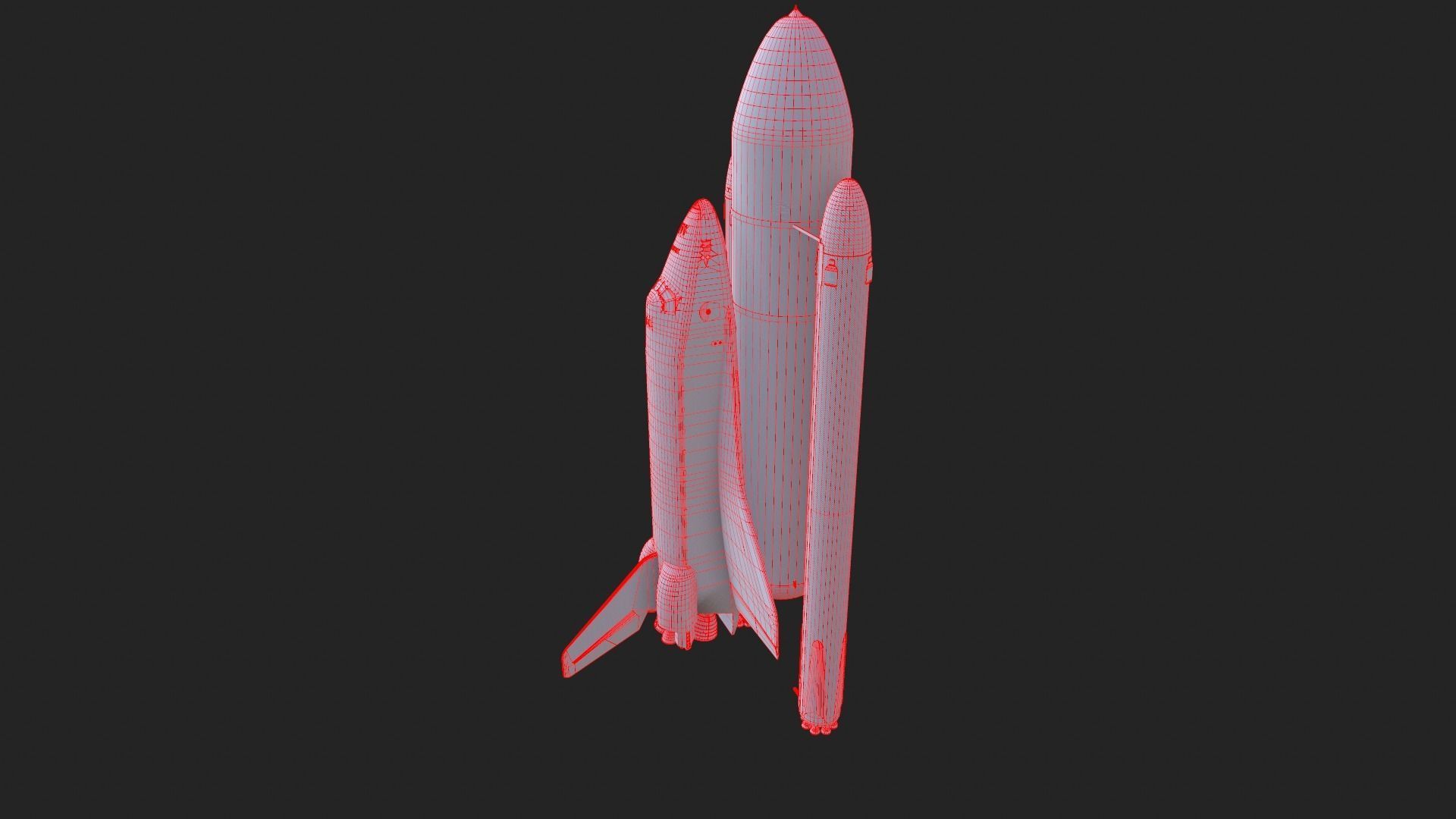 NASA Endeavour Space Shuttle with Space Tank and Falcon Rocket Low-poly 3D model_9