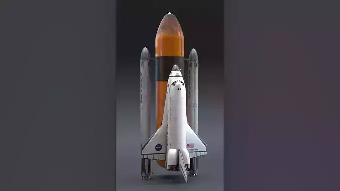 NASA Endeavour Space Shuttle with Space Tank and Falcon Rocket Low-poly 3D model
