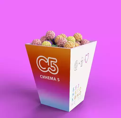 Popcorn in box Low-poly 3D model