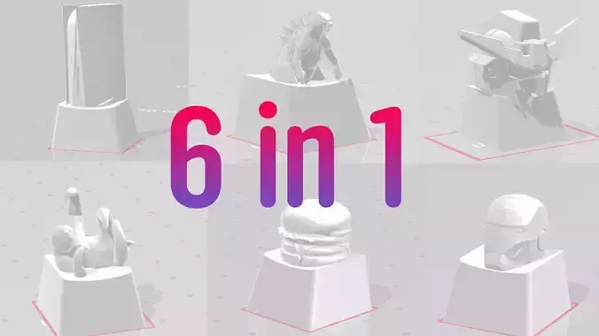 3D Print Set 6 in 1  PS5 Godzilla Gunhead Ironhead Sloths food