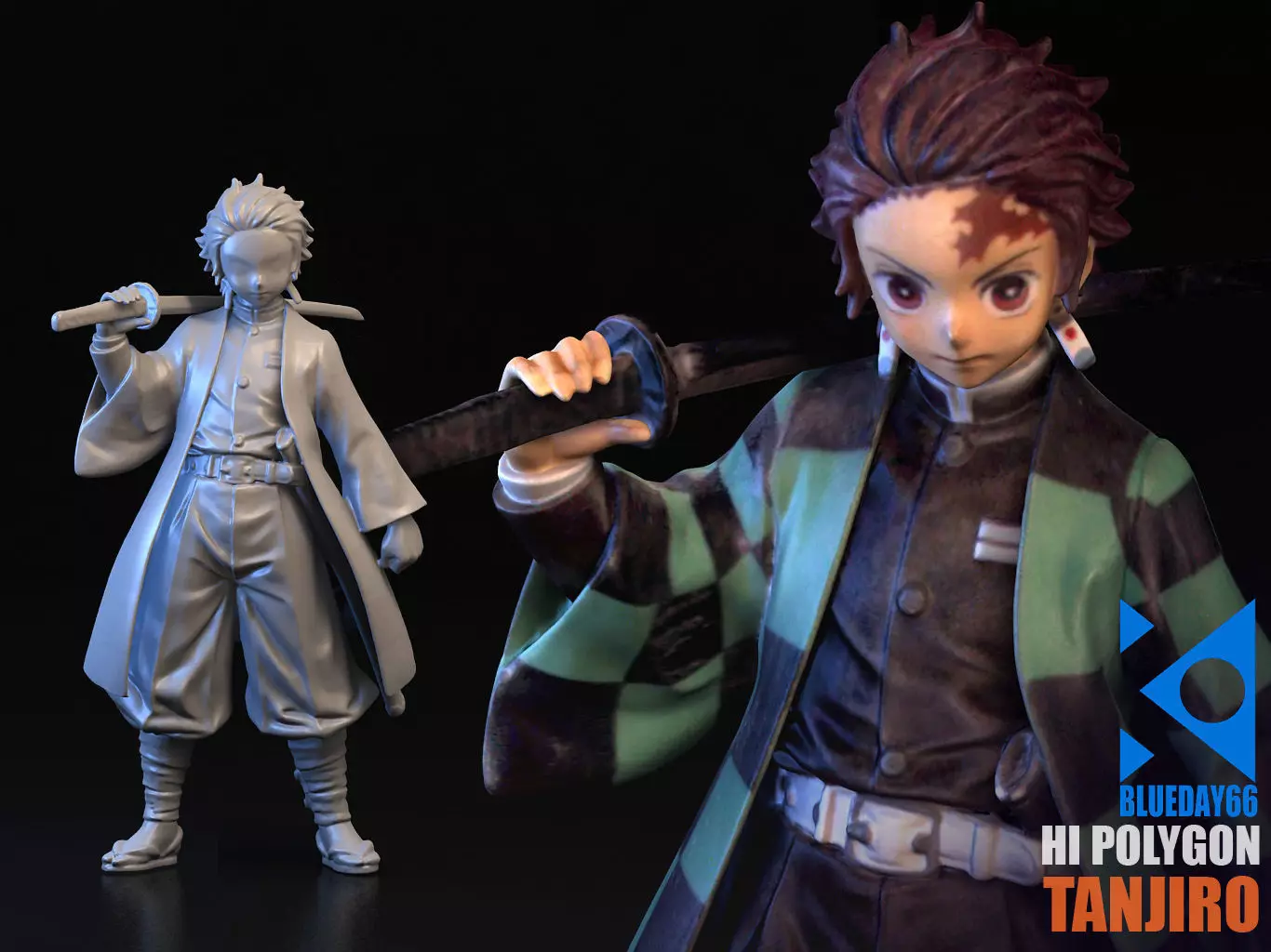 TANJIRO 3D person holding sword 3D model_0