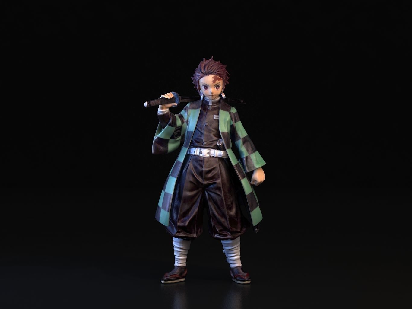 TANJIRO 3D person holding sword 3D model_12