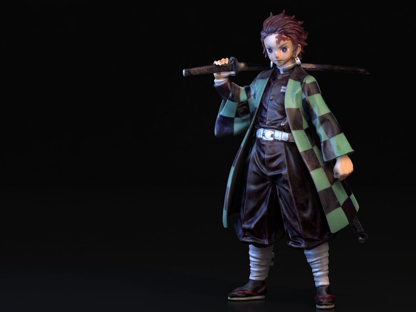 TANJIRO 3D person holding sword 3D model_1