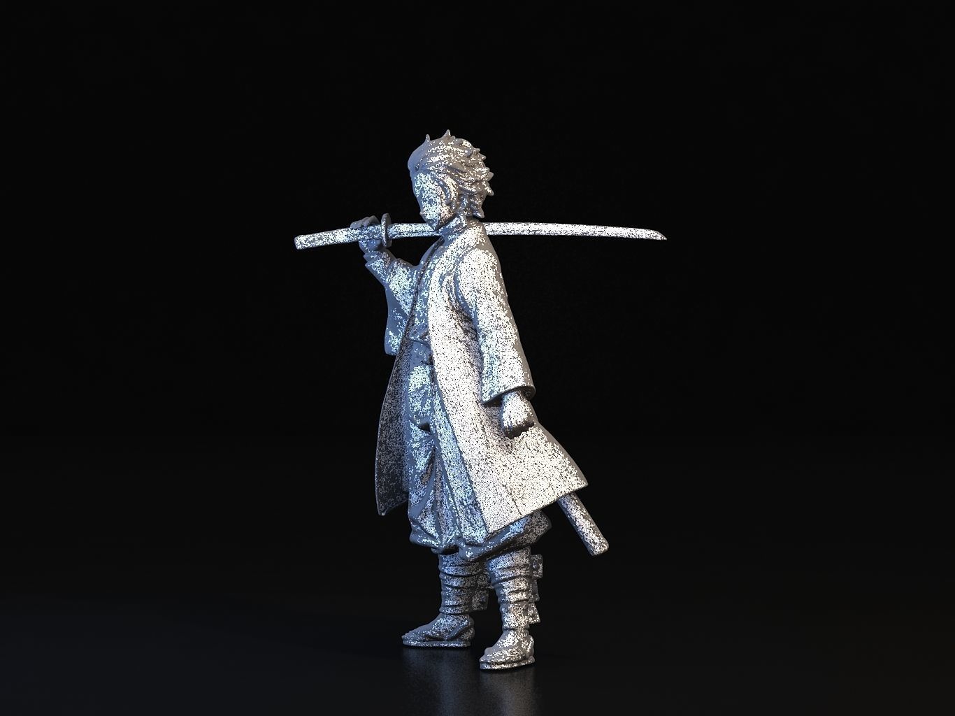 TANJIRO 3D person holding sword 3D model_29