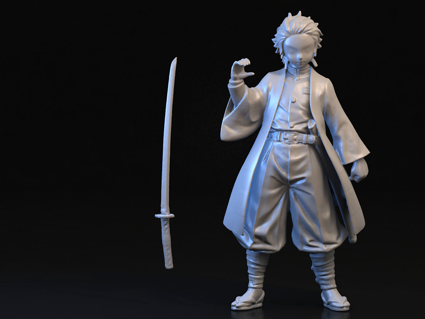 TANJIRO 3D person holding sword 3D model_3