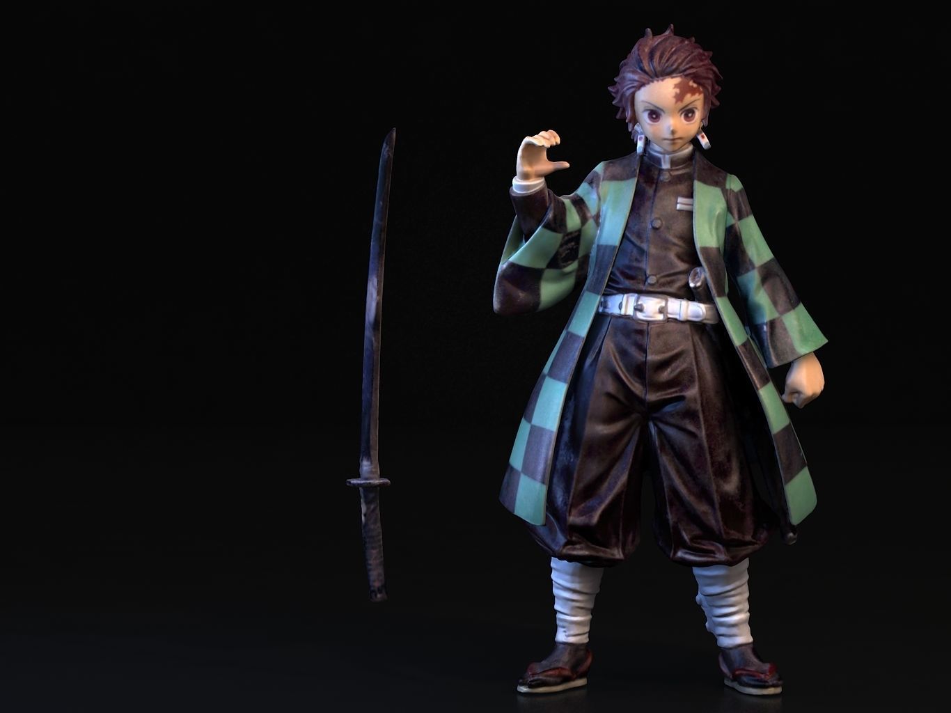 TANJIRO 3D person holding sword 3D model_2