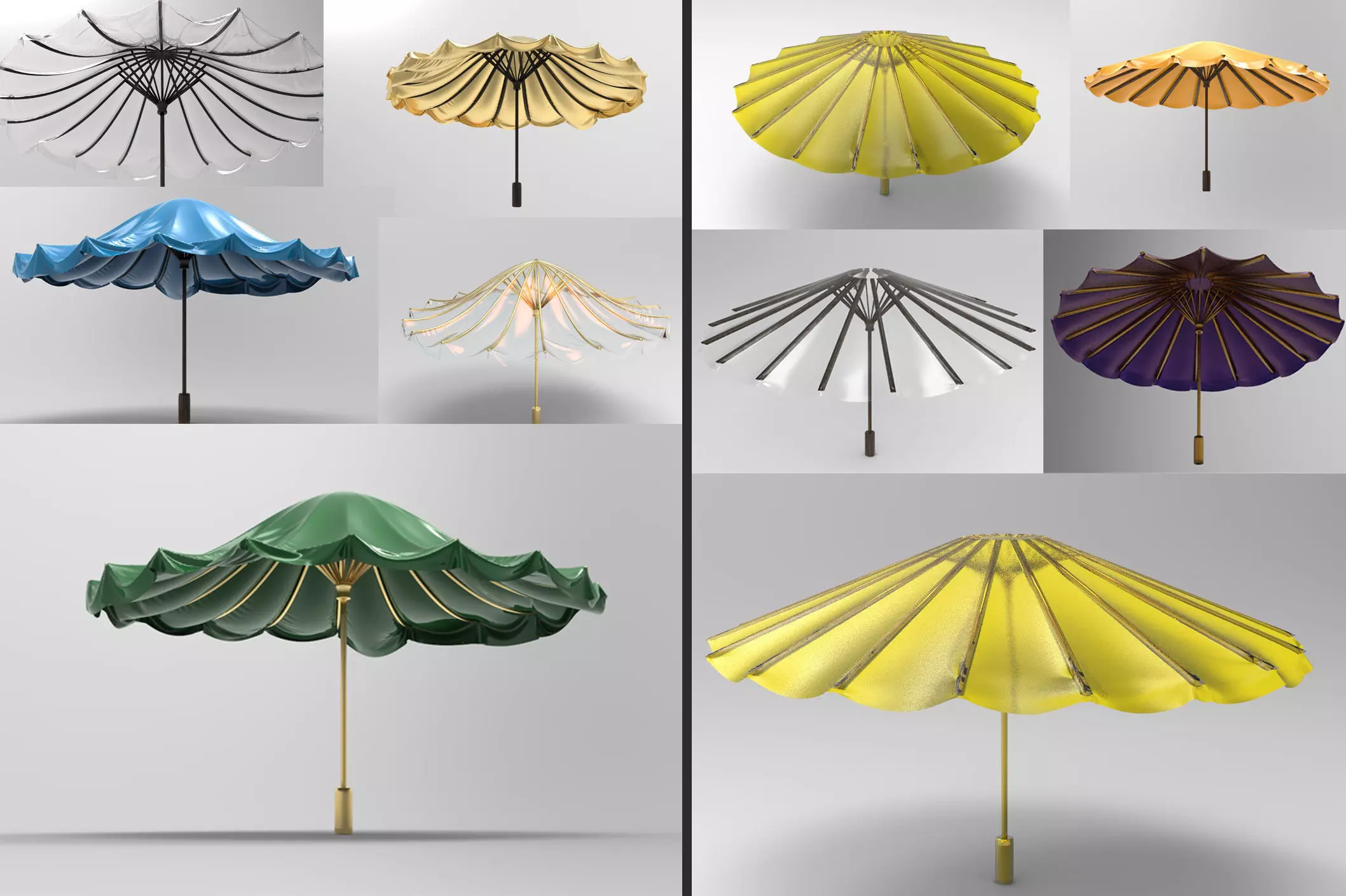 umbrella Set 2 in 1 Low-poly 3D model