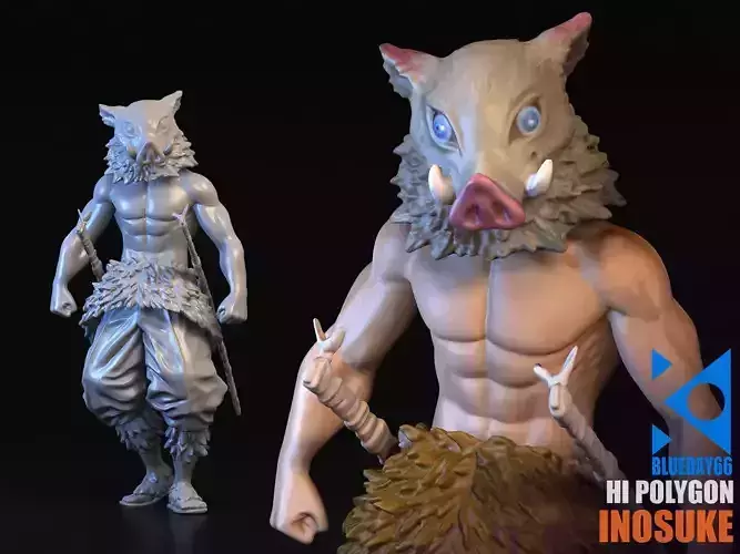 INOSUKE 3D figure wearing mask and holding sword