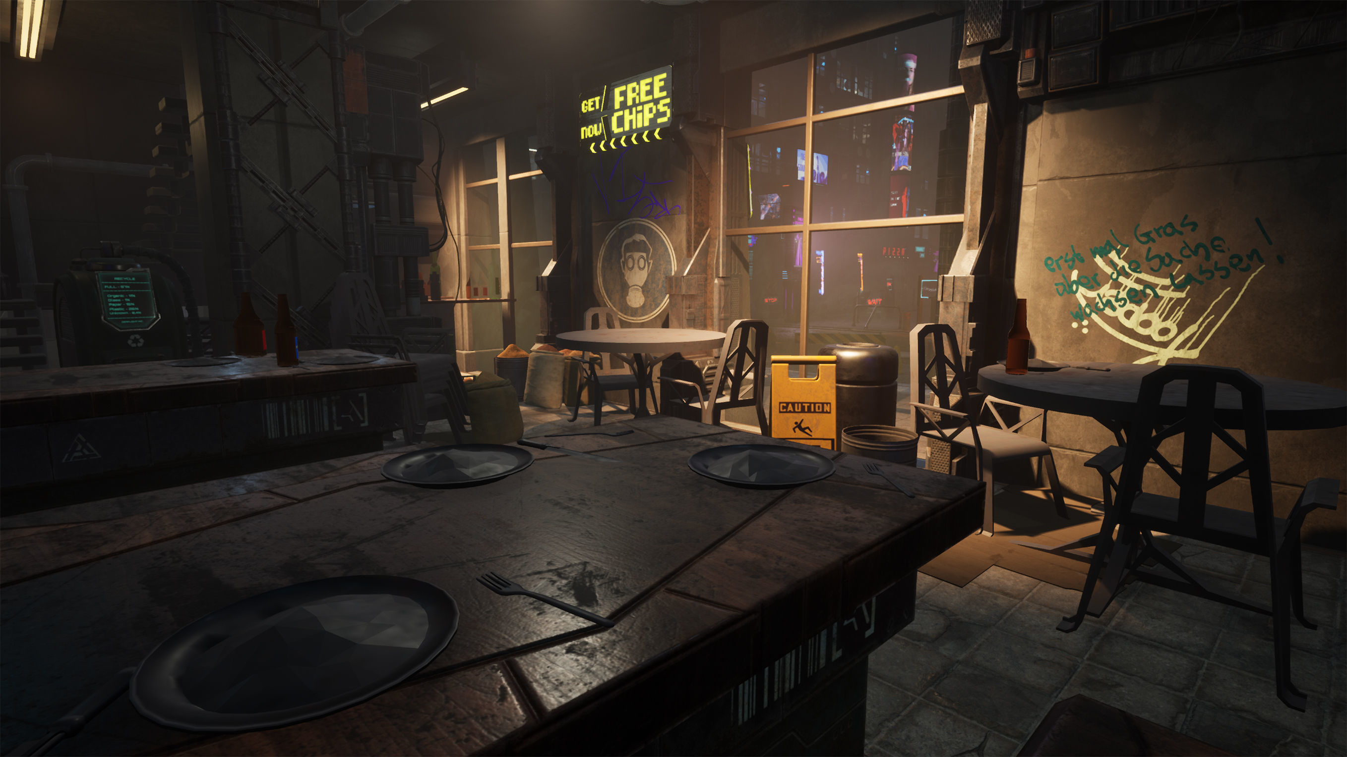 Cyberpunk Sushi Pizza Restaurant Interior Pack BillBoards  Low-poly 3D model_5