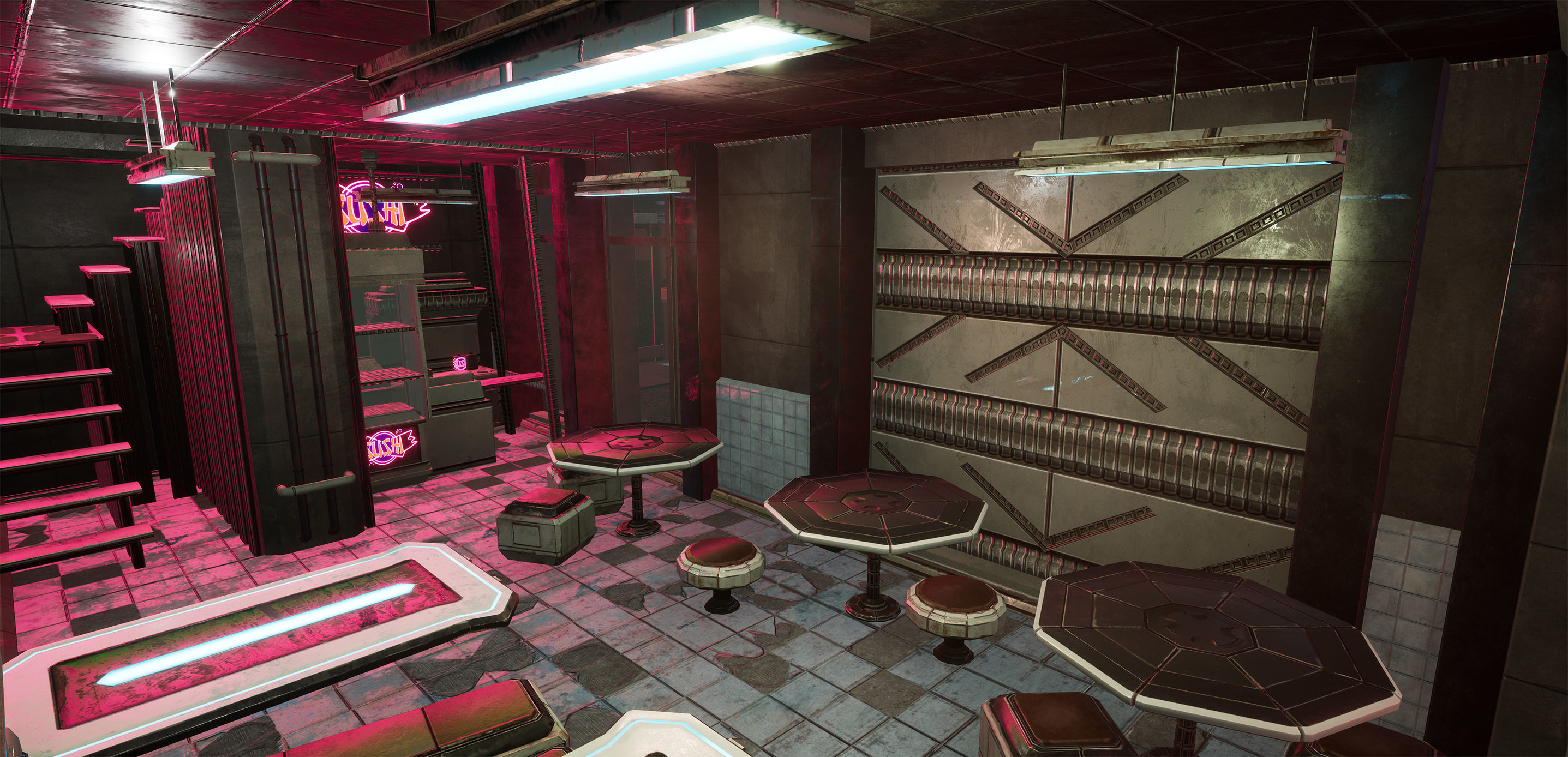 Cyberpunk Sushi Pizza Restaurant Interior Pack BillBoards  Low-poly 3D model_19