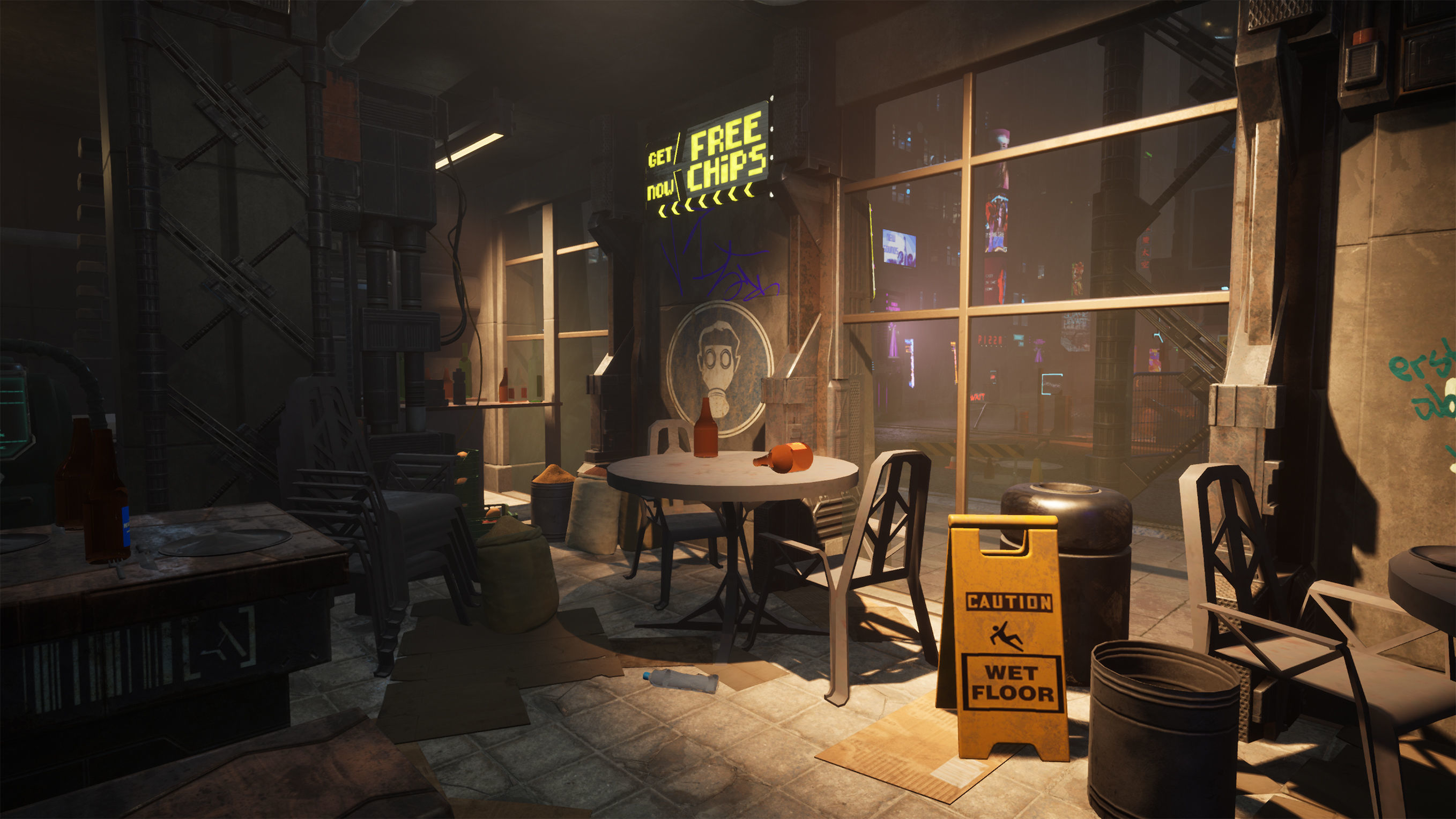 Cyberpunk Sushi Pizza Restaurant Interior Pack BillBoards  Low-poly 3D model_2