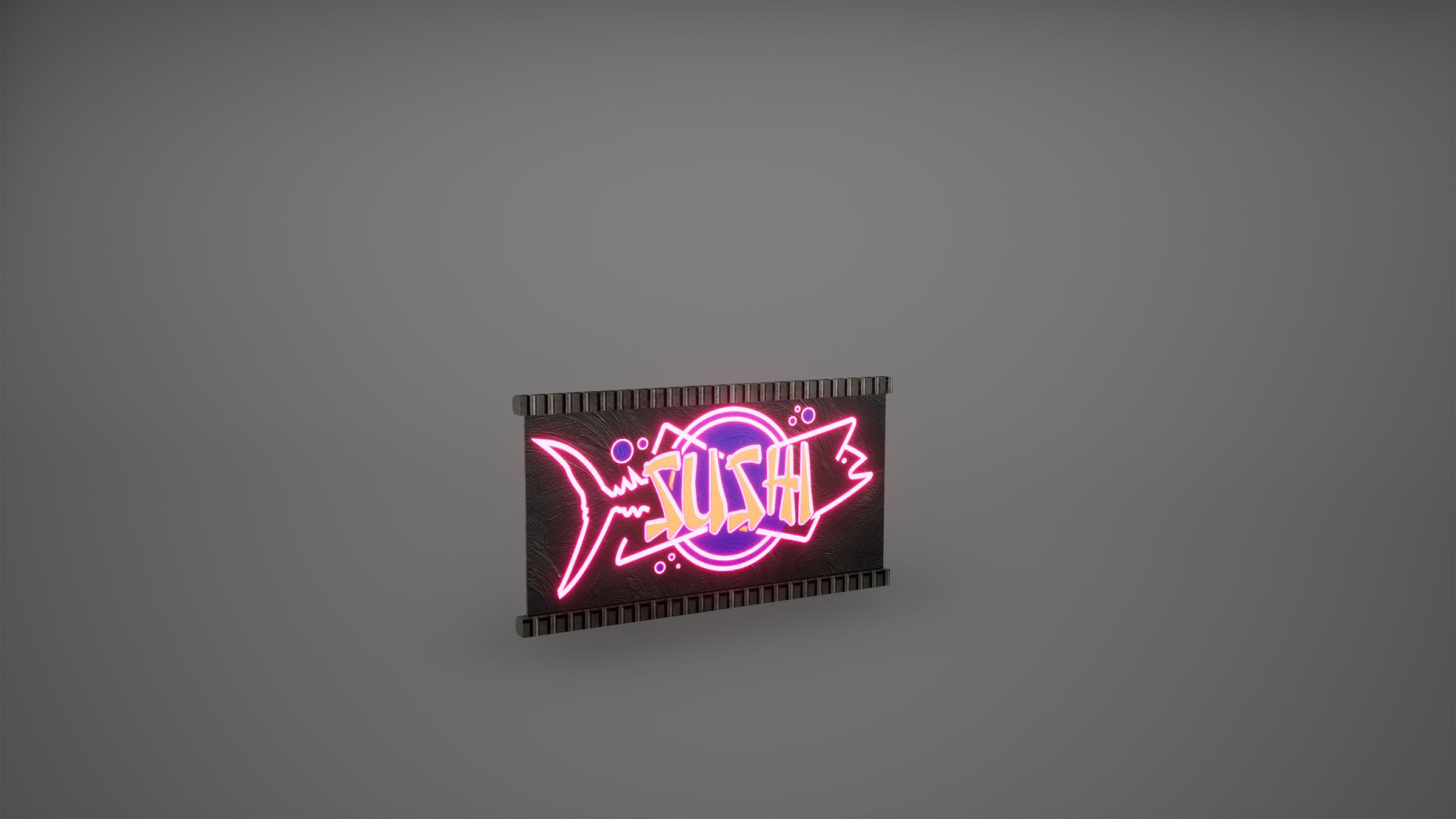 Cyberpunk Sushi Pizza Restaurant Interior Pack BillBoards  Low-poly 3D model_26
