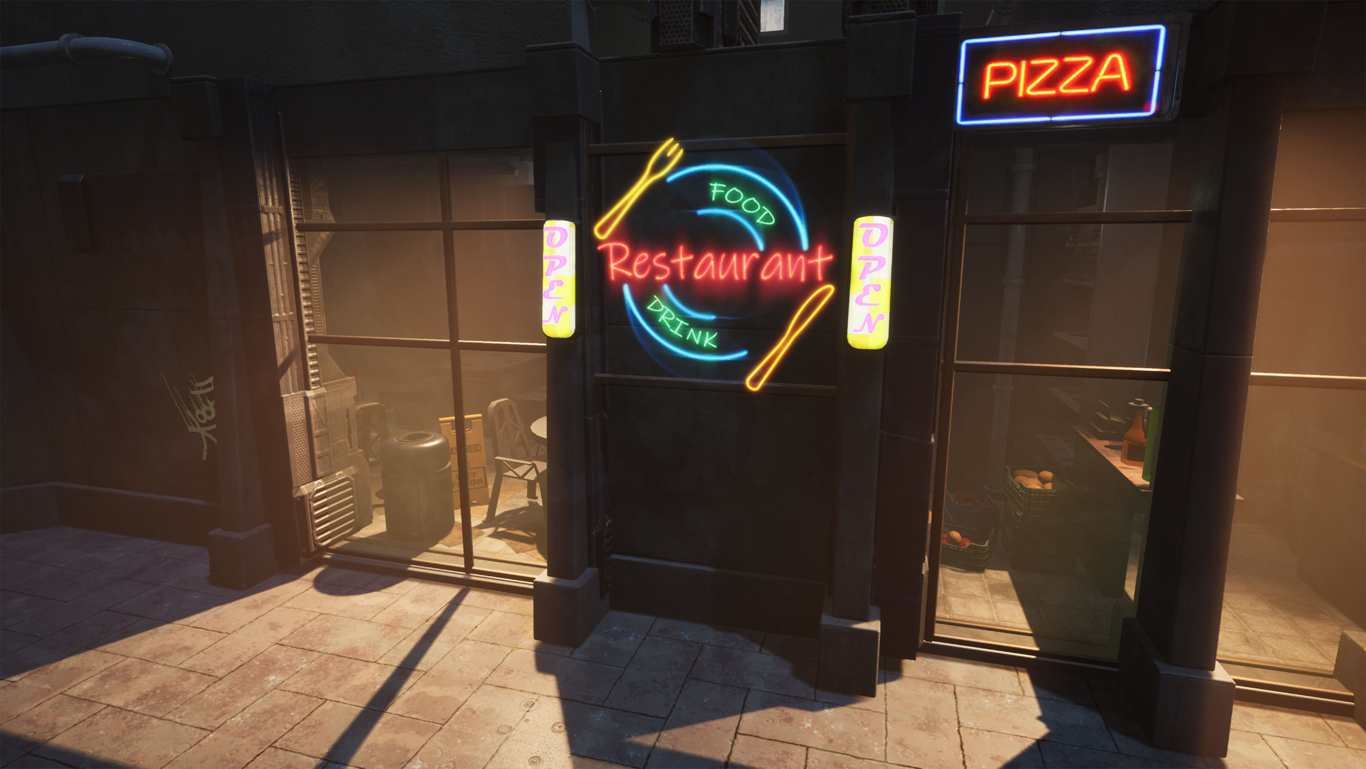 Cyberpunk Sushi Pizza Restaurant Interior Pack BillBoards  Low-poly 3D model_3