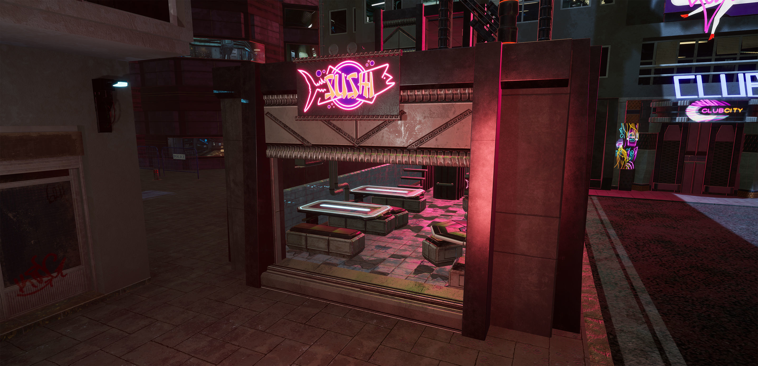 Cyberpunk Sushi Pizza Restaurant Interior Pack BillBoards  Low-poly 3D model_13