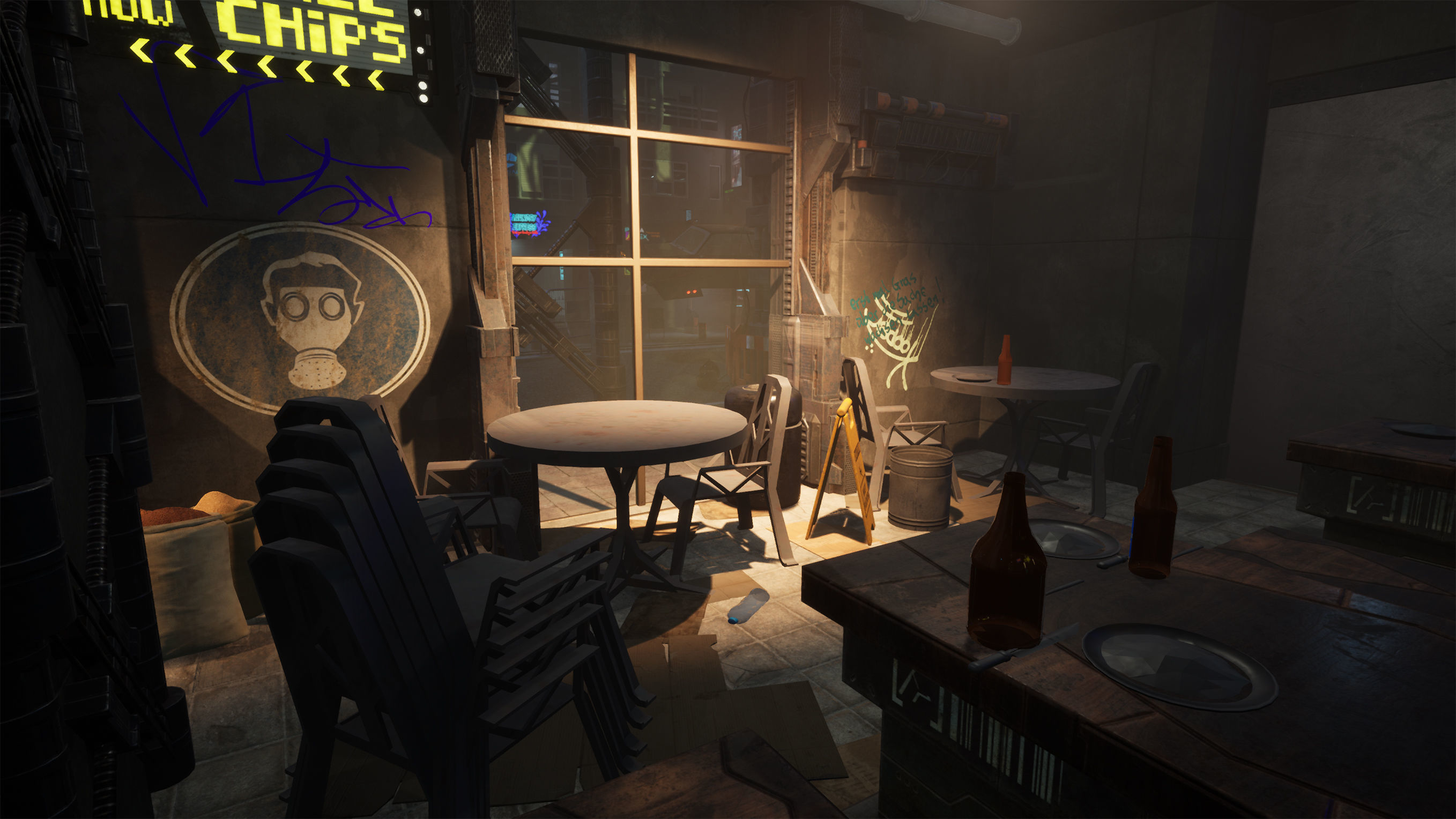 Cyberpunk Sushi Pizza Restaurant Interior Pack BillBoards  Low-poly 3D model_4