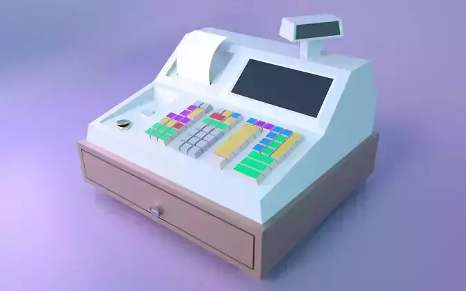 Game-ready Cashier Machine Low-poly
