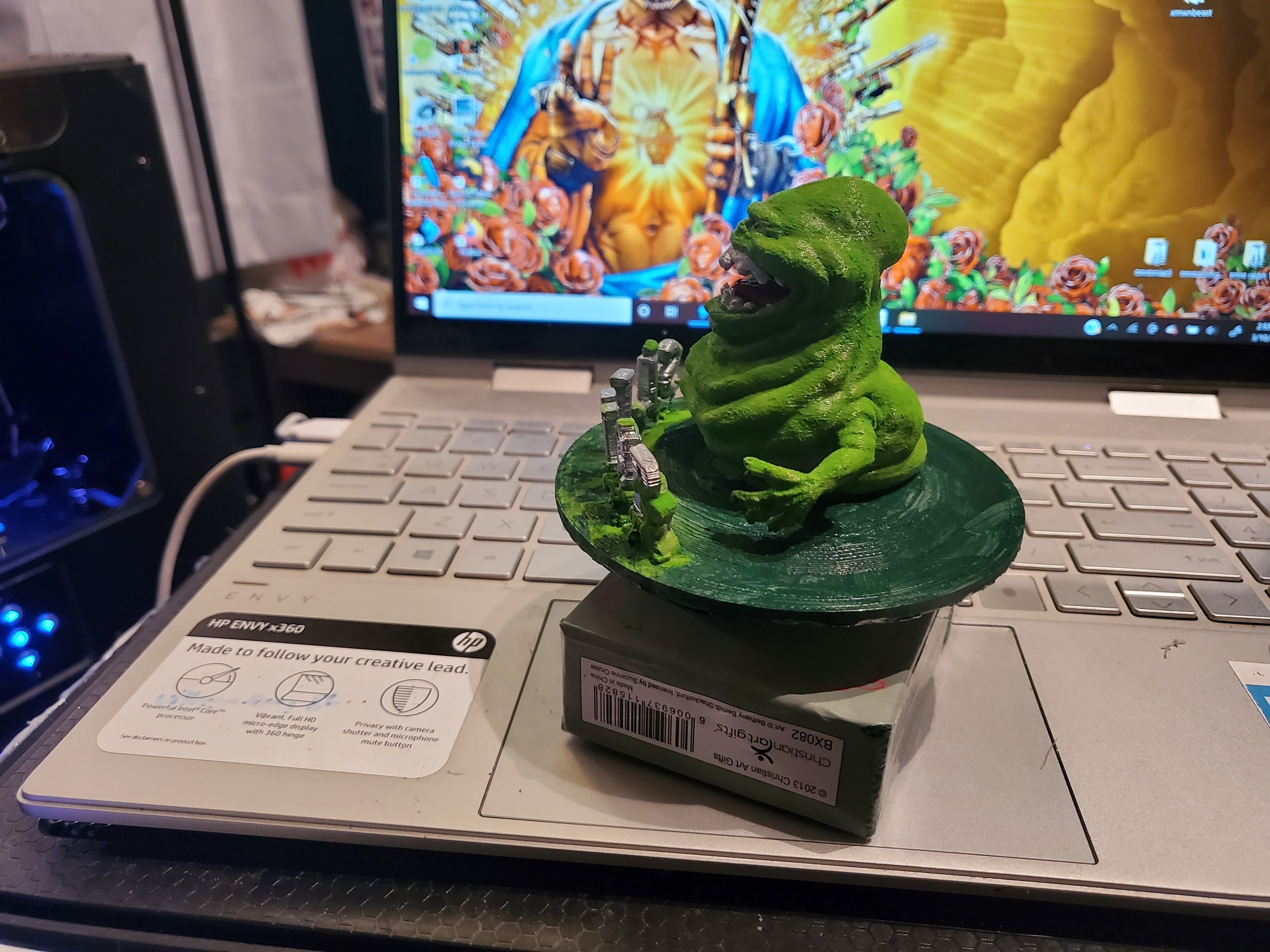 ghostbusters slimer bust  3D print model_4