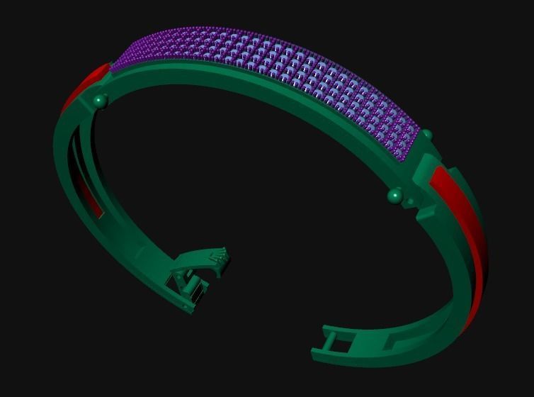 051 - Stylish Gents Bracelet With Diamonds 3D print model_3