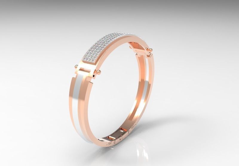 051 - Stylish Gents Bracelet With Diamonds 3D print model_2