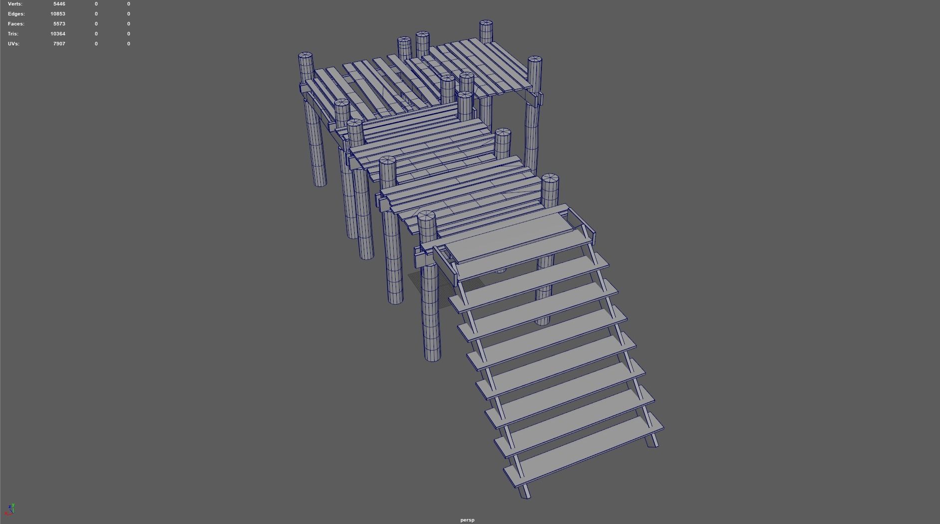 Old wooden pier Low-poly 3D model_11