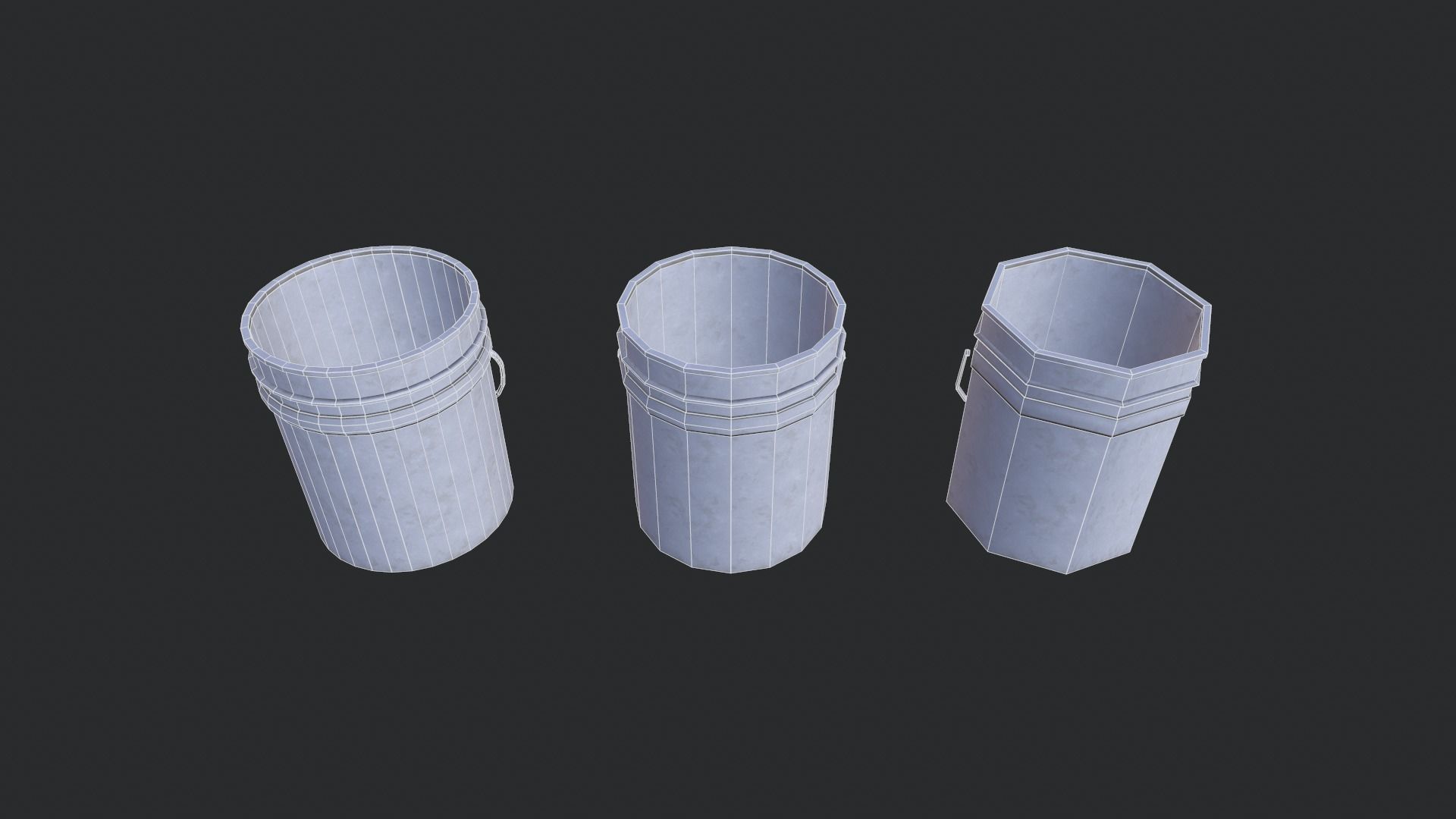 Plastic Pail Low-poly 3D model_5