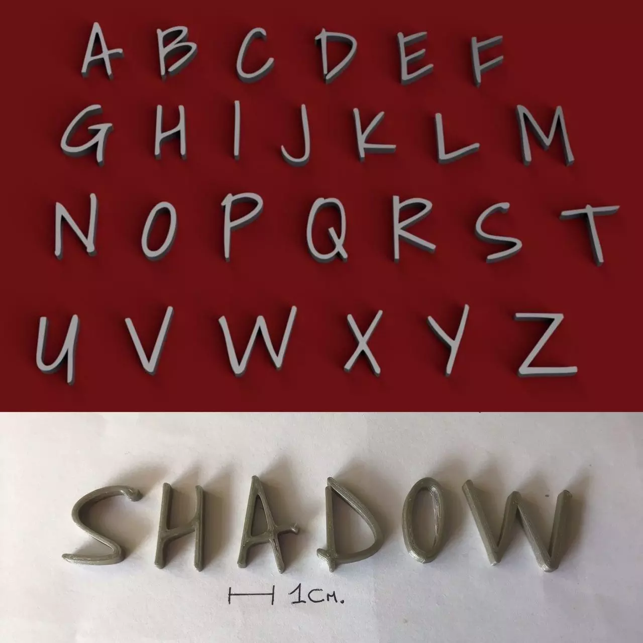 SHADOW uppercase and lowercase 3D Letters STL FILE 3D print model