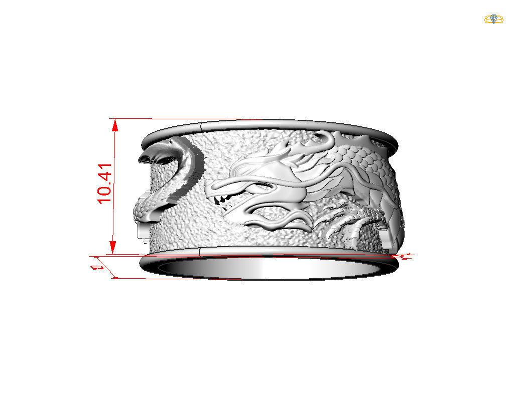 Ring dragon  3D print model_3