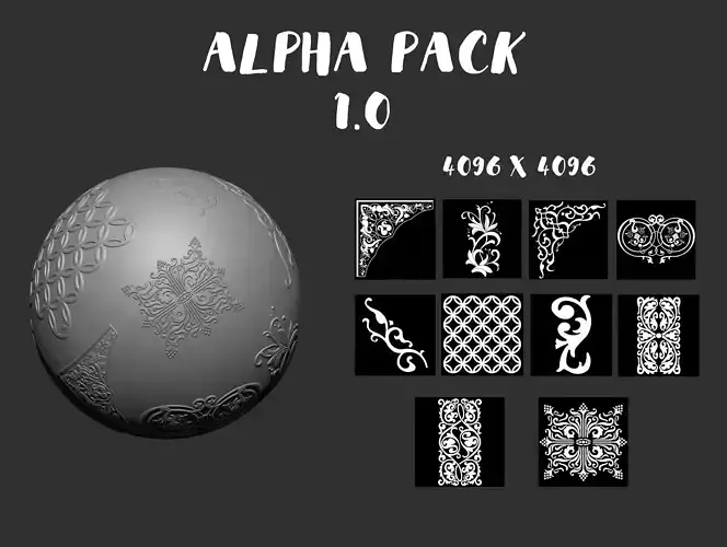 10 Alpha and brushes ornaments mandalas