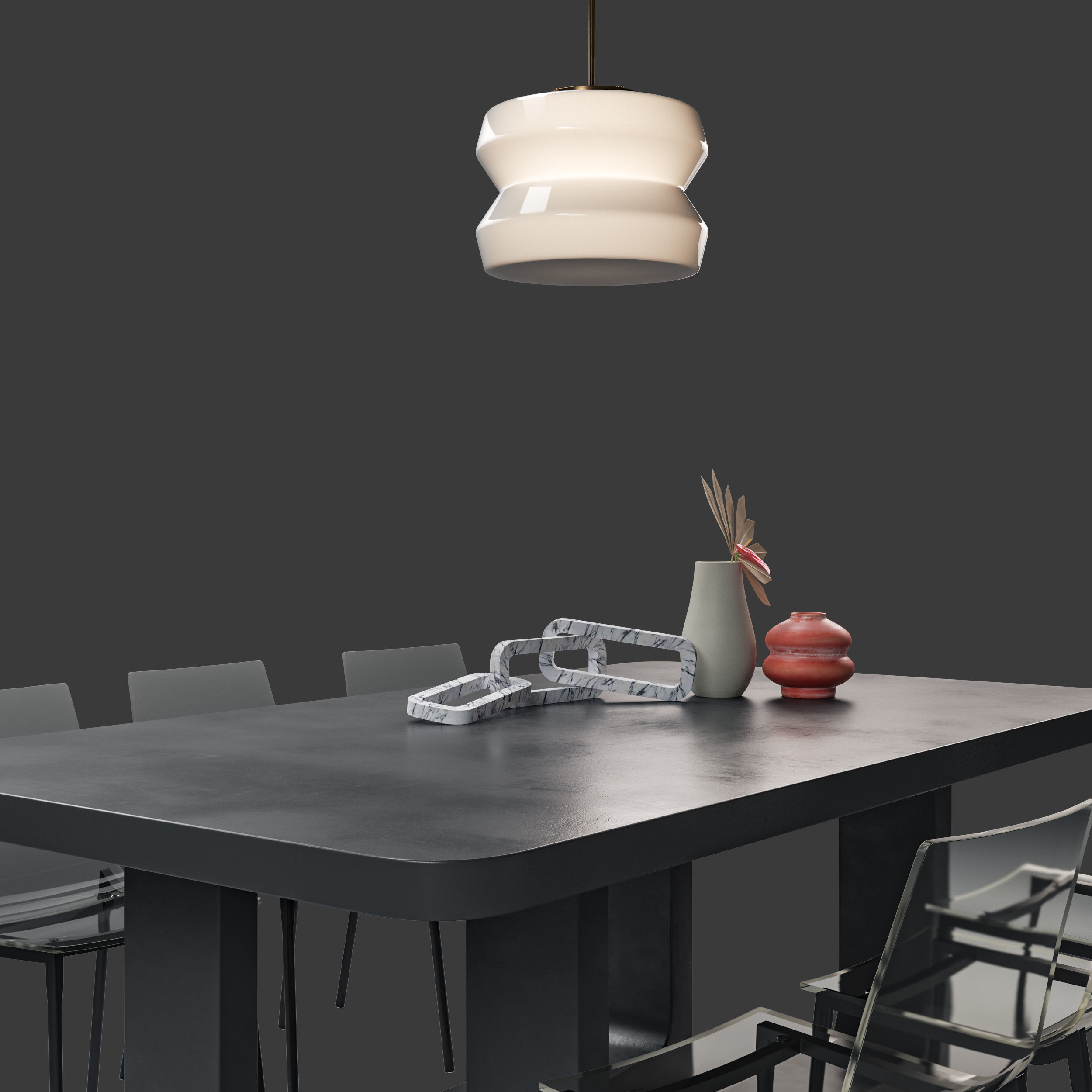 Modern dining set CB2 3D model_8