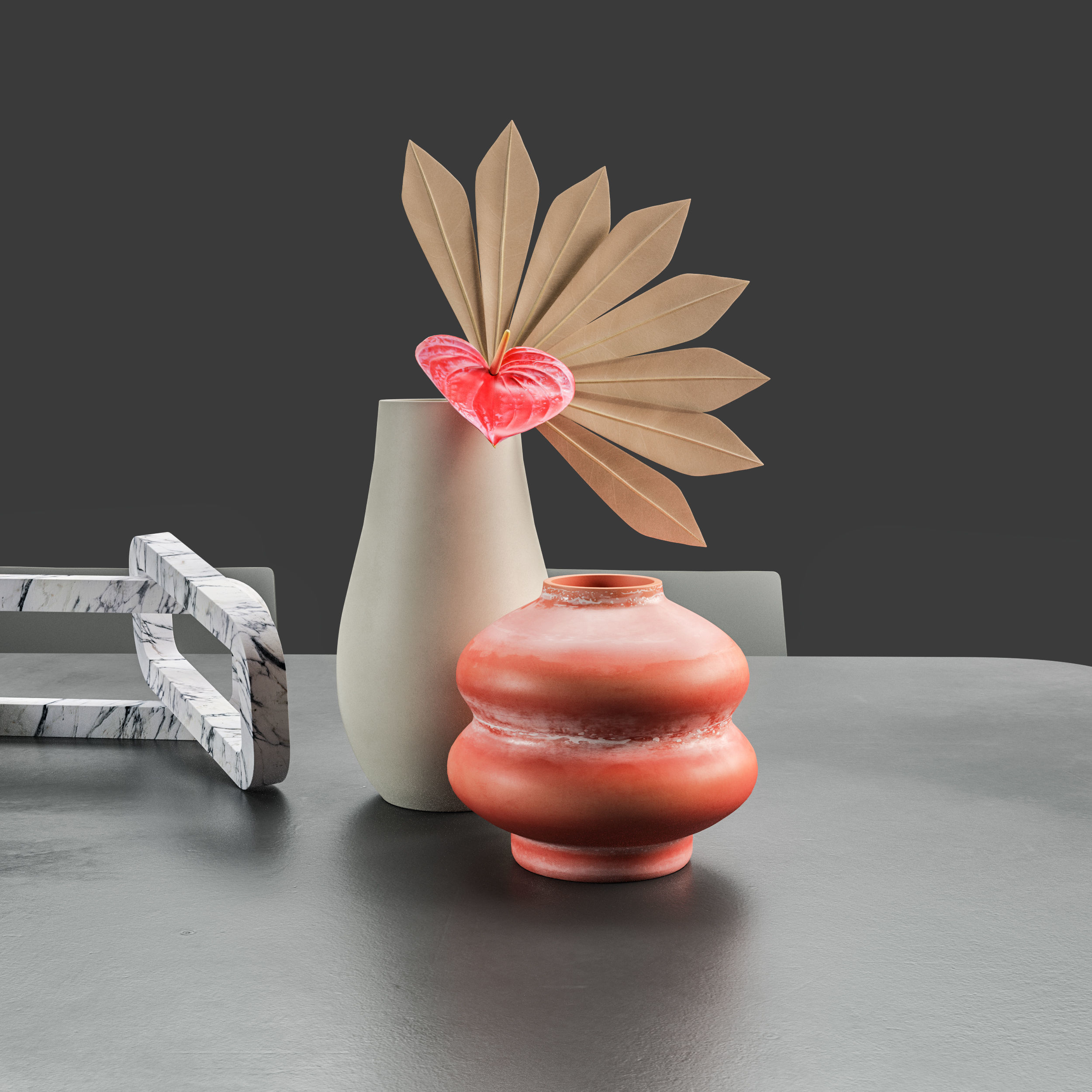 Modern dining set CB2 3D model_2