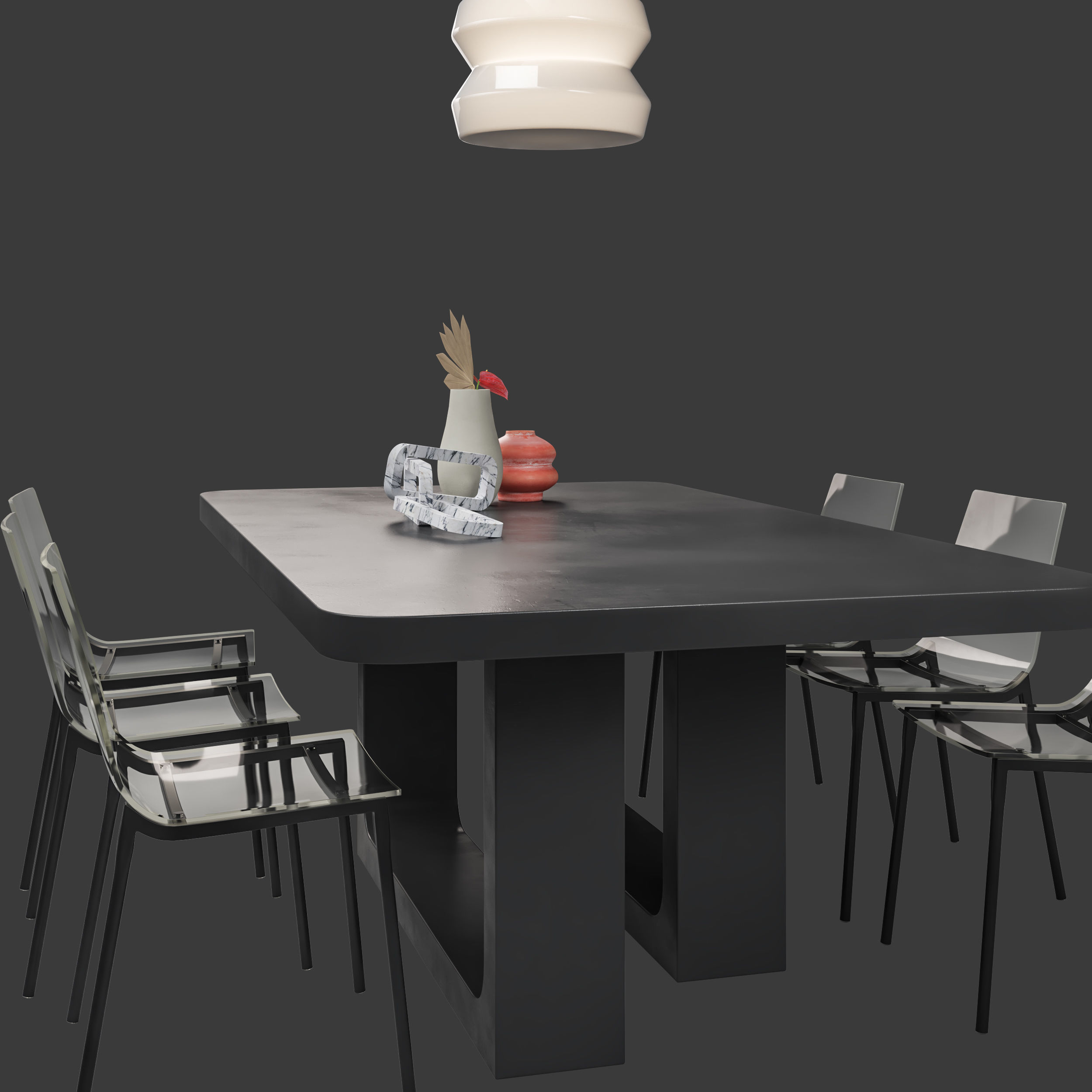 Modern dining set CB2 3D model_7