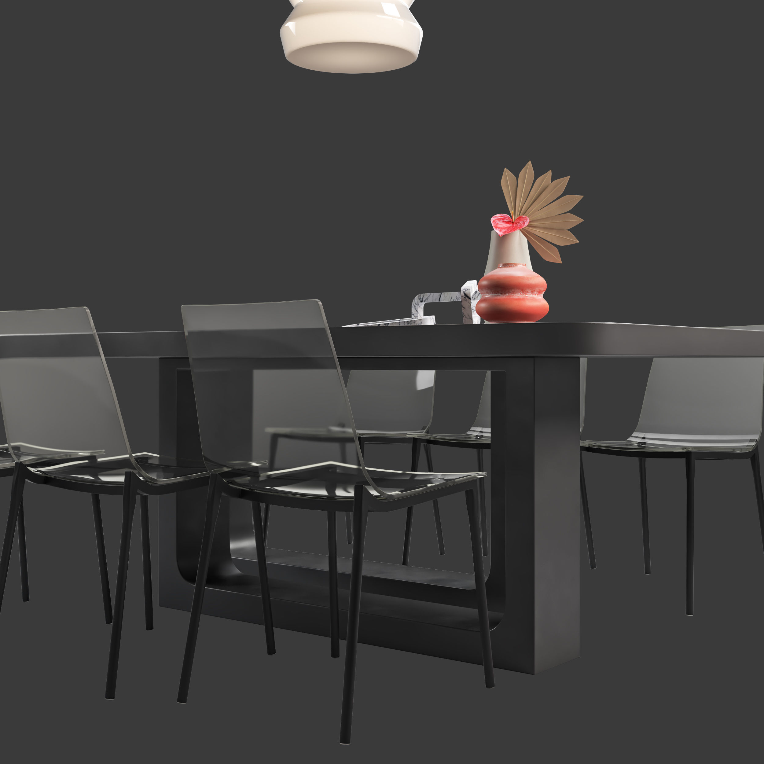 Modern dining set CB2 3D model_5
