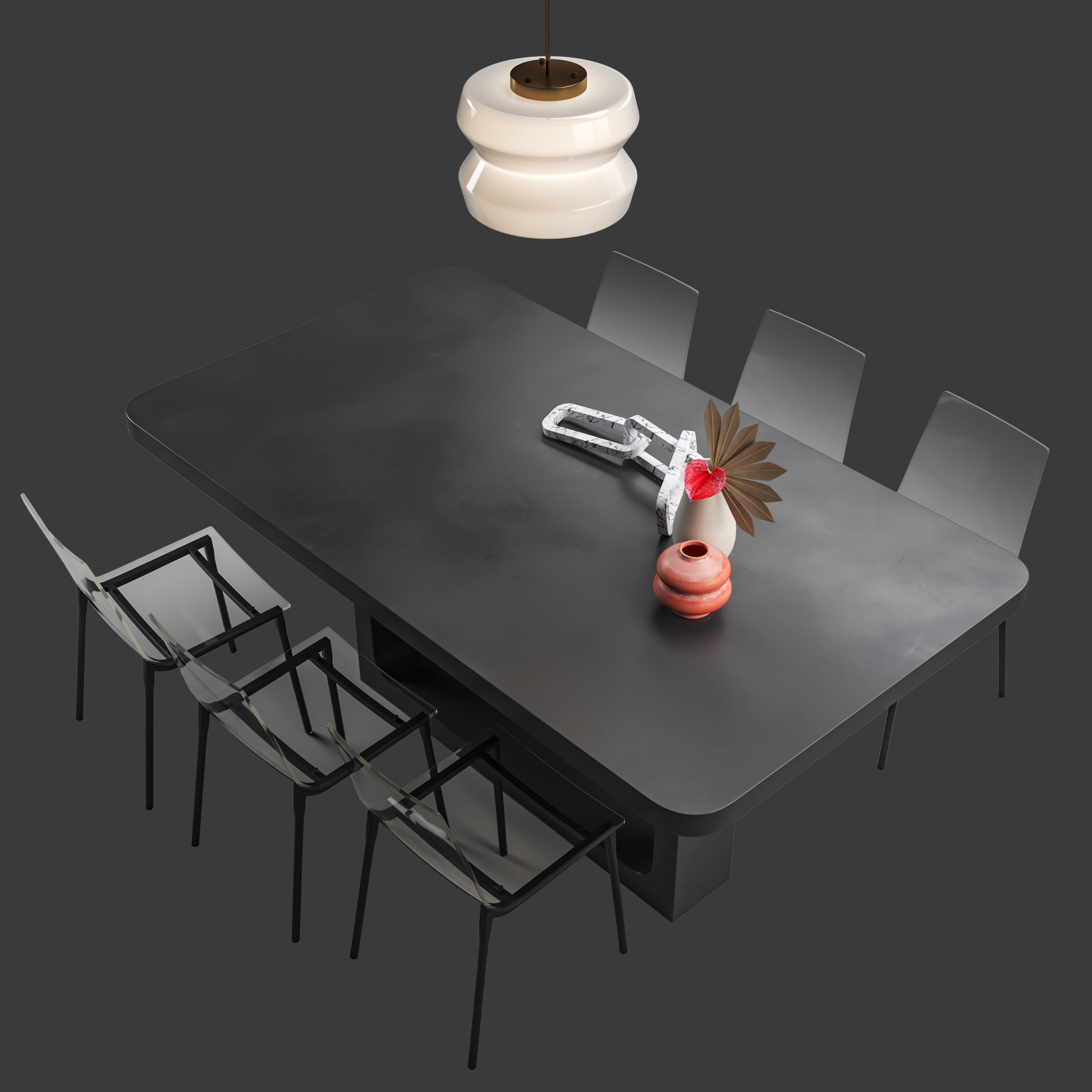 Modern dining set CB2 3D model_3