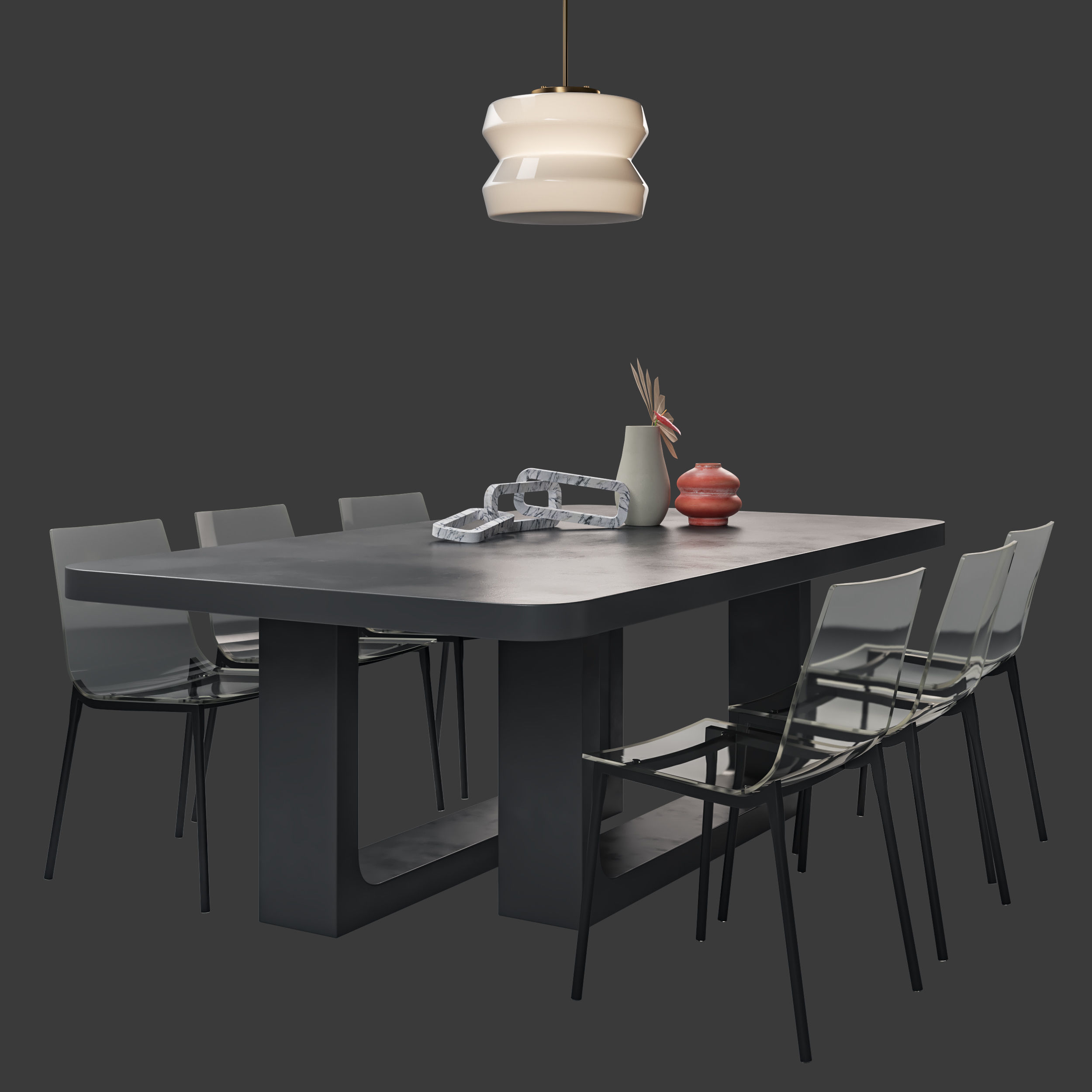 Modern dining set CB2 3D model_1