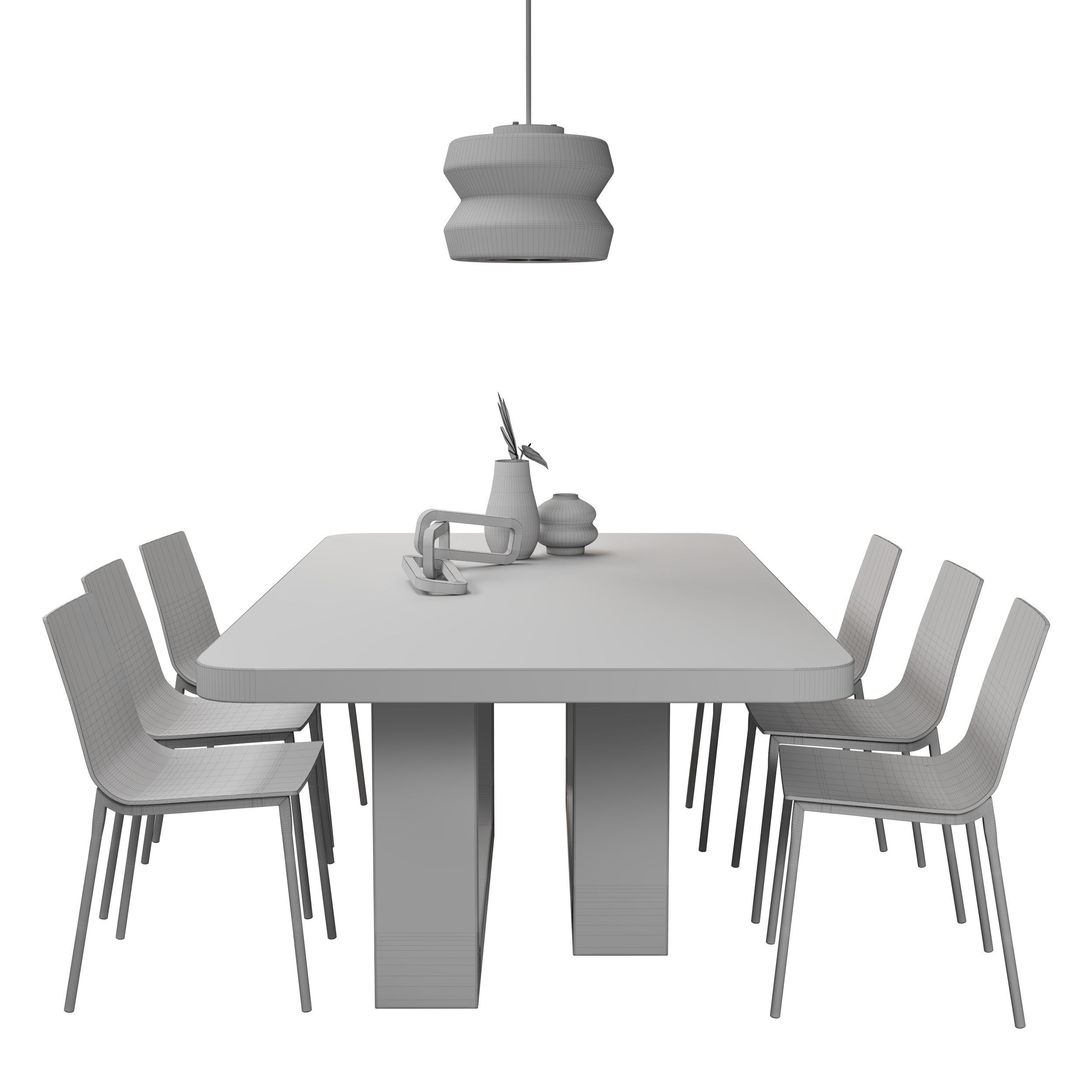 Modern dining set CB2 3D model_9