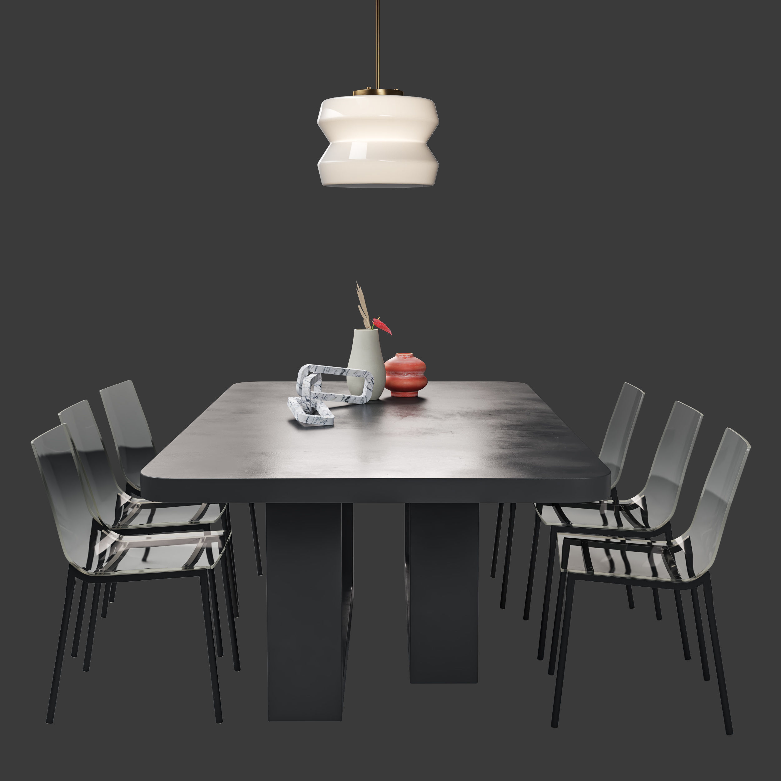 Modern dining set CB2 3D model_4