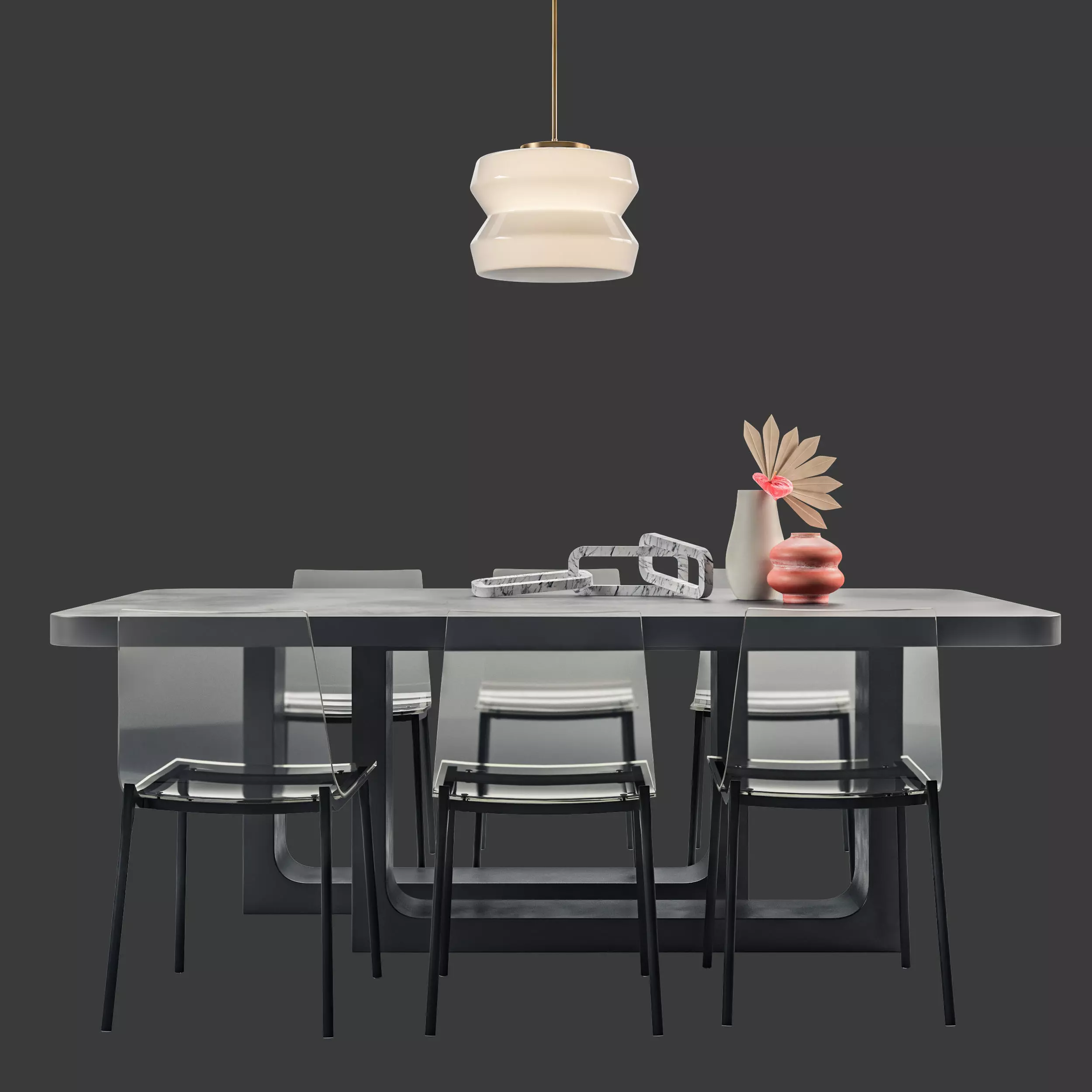 Modern dining set CB2 3D model_0